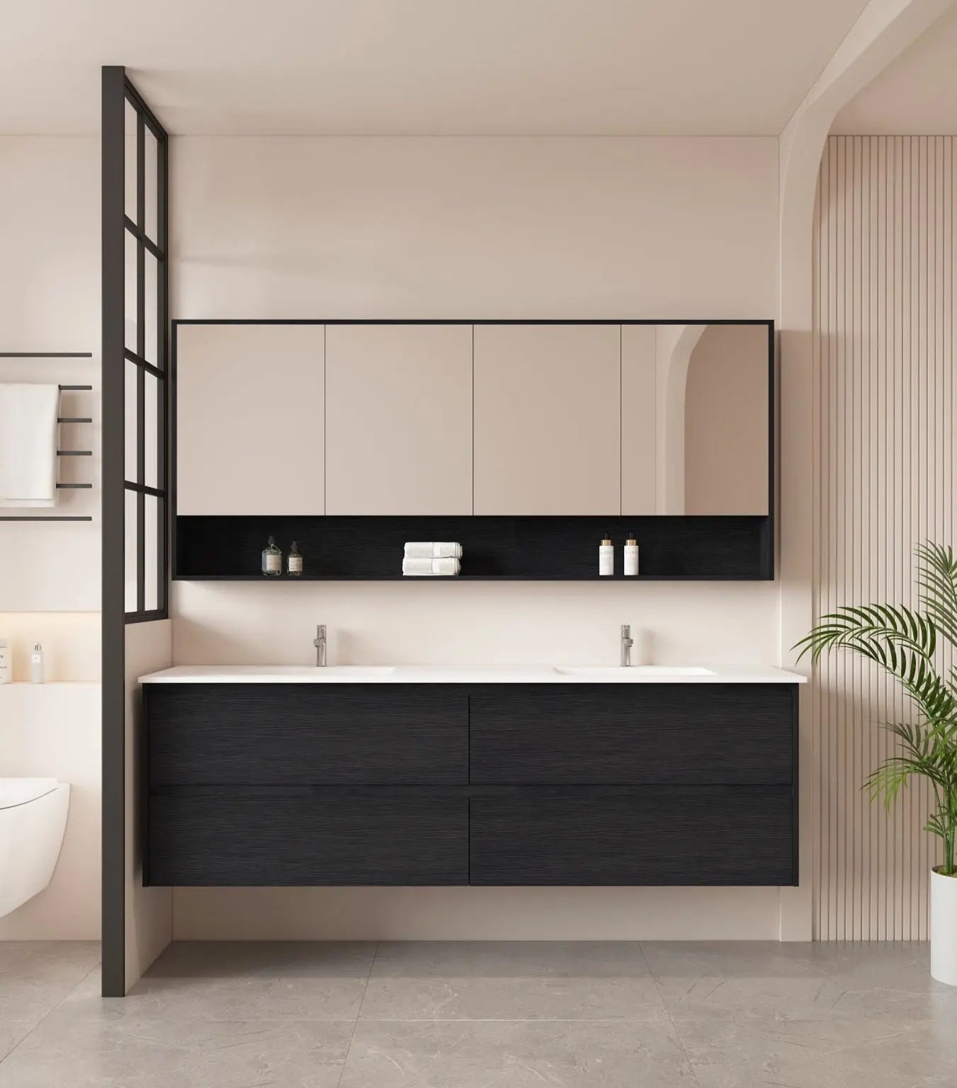 HERA 1800mm Wall-Hung Vanity - Black Oak mercioaustralia