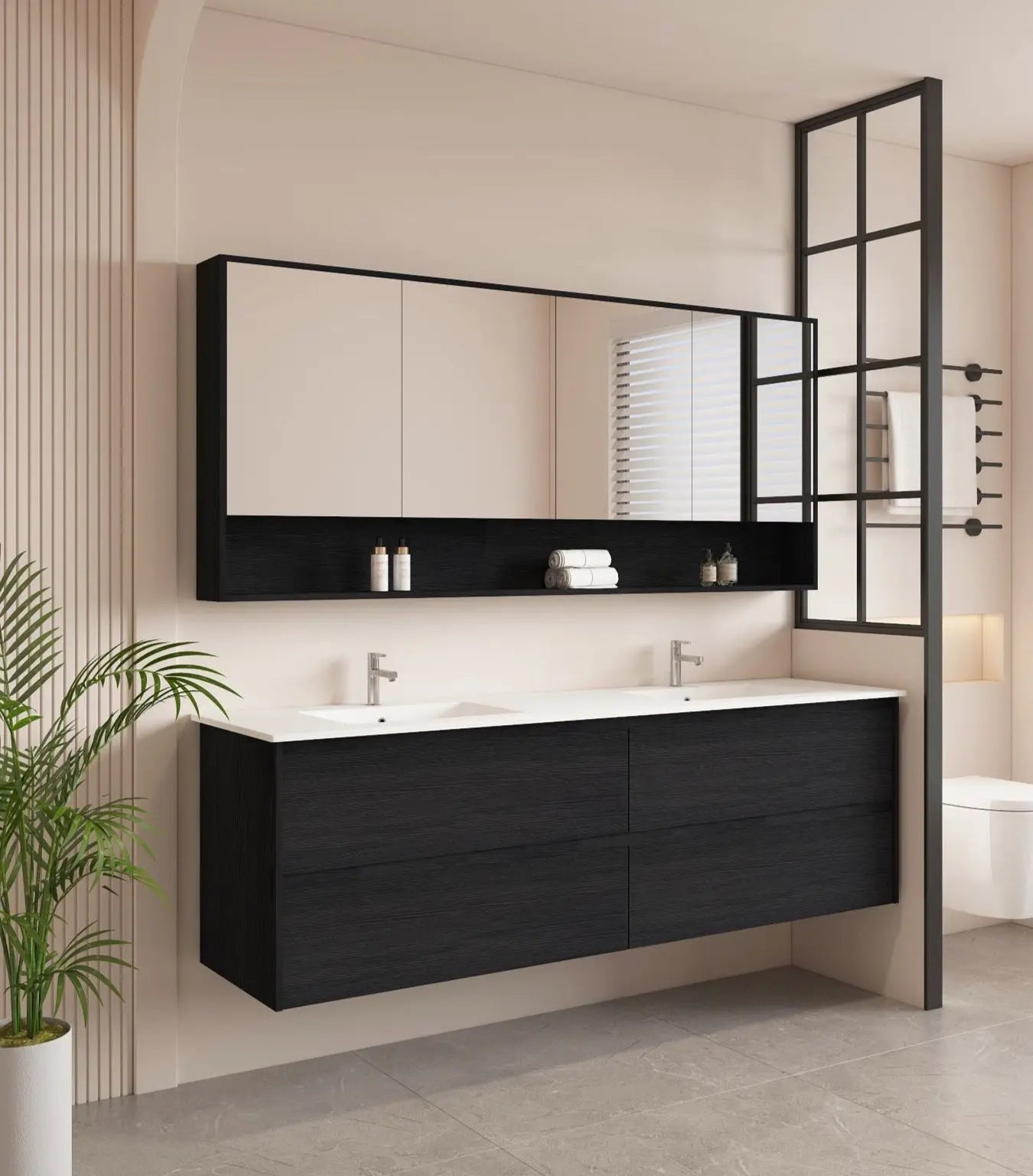 HERA 1800mm Wall-Hung Vanity - Black Oak mercioaustralia