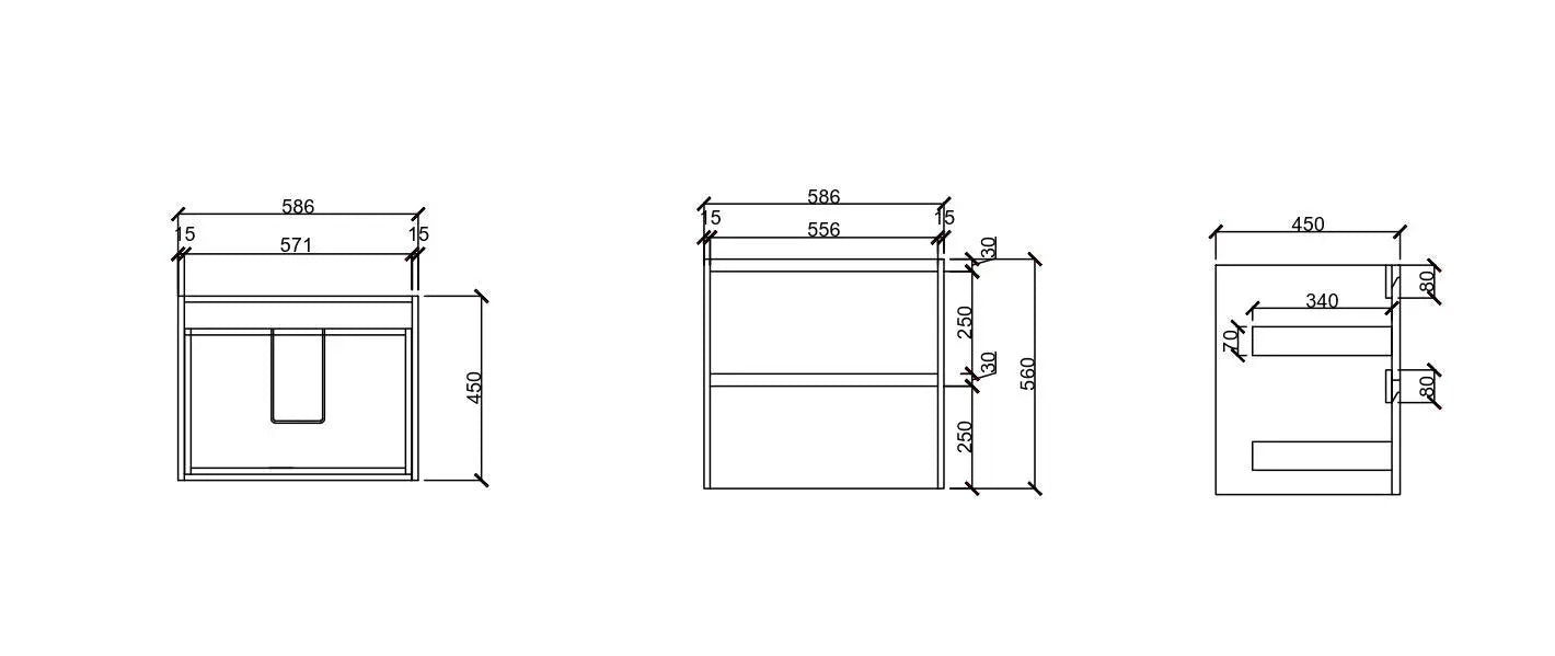 HERA 600mm Wall-Hung Vanity - Black Oak mercioaustralia