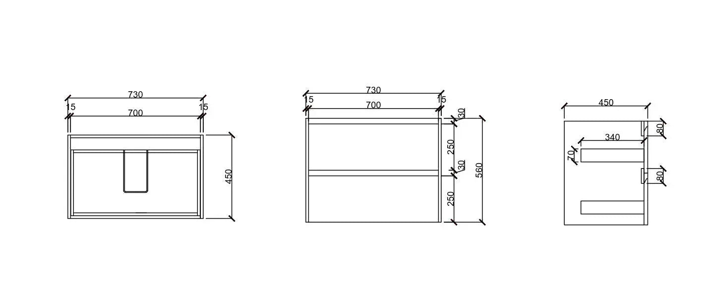 HERA 750mm Wall-Hung Vanity - Black Oak mercioaustralia