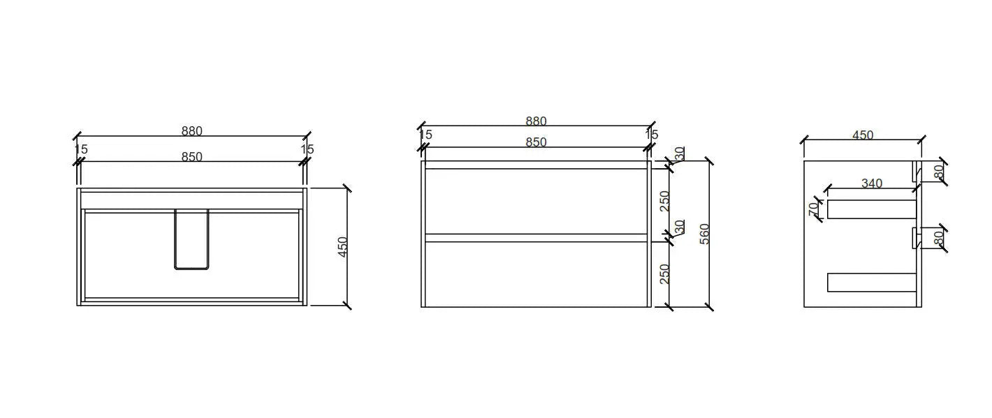 HERA 900mm Wall-Hung Vanity - Black Oak mercioaustralia