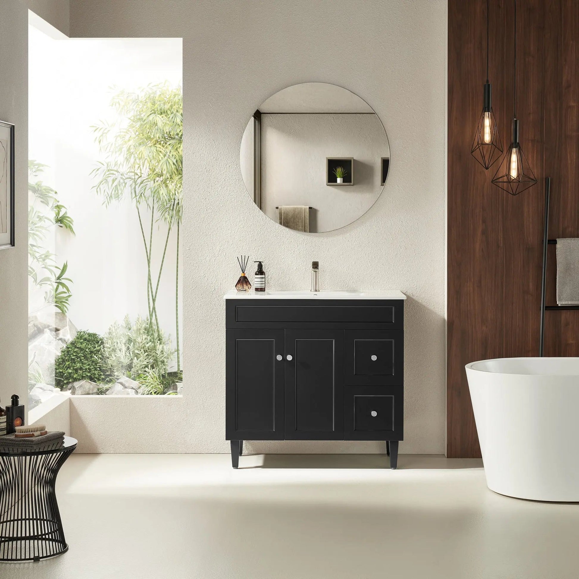 Harrington Freestanding PVC Vanity 900mm (Matte Black) Poseidon