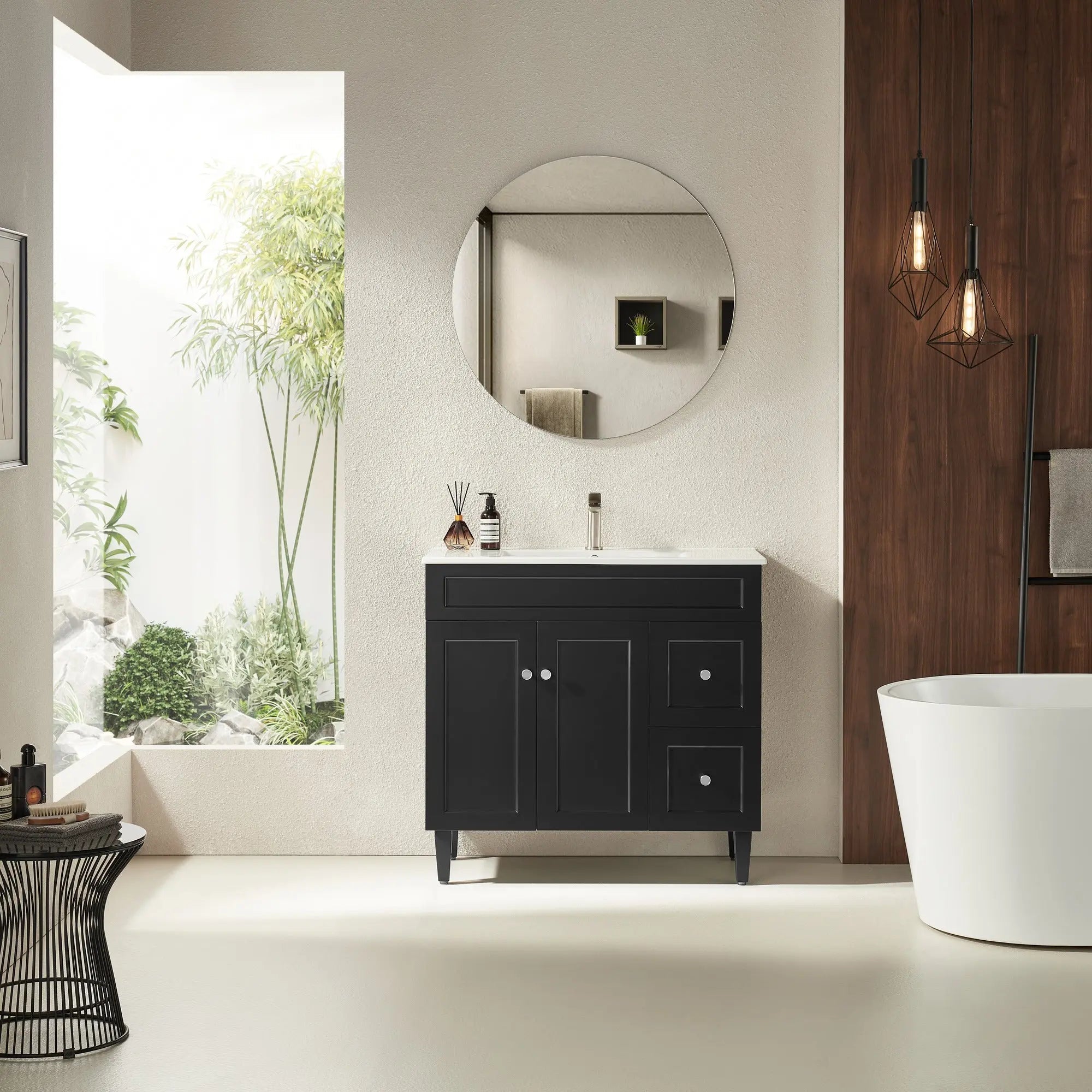 Harrington Freestanding PVC Vanity 900mm (Matte Black) Poseidon