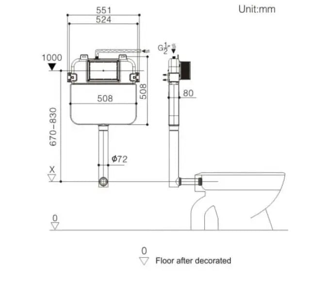 Mercio R&T 80mm Slim In-wall Cistern with Floor Pan mercioaustralia