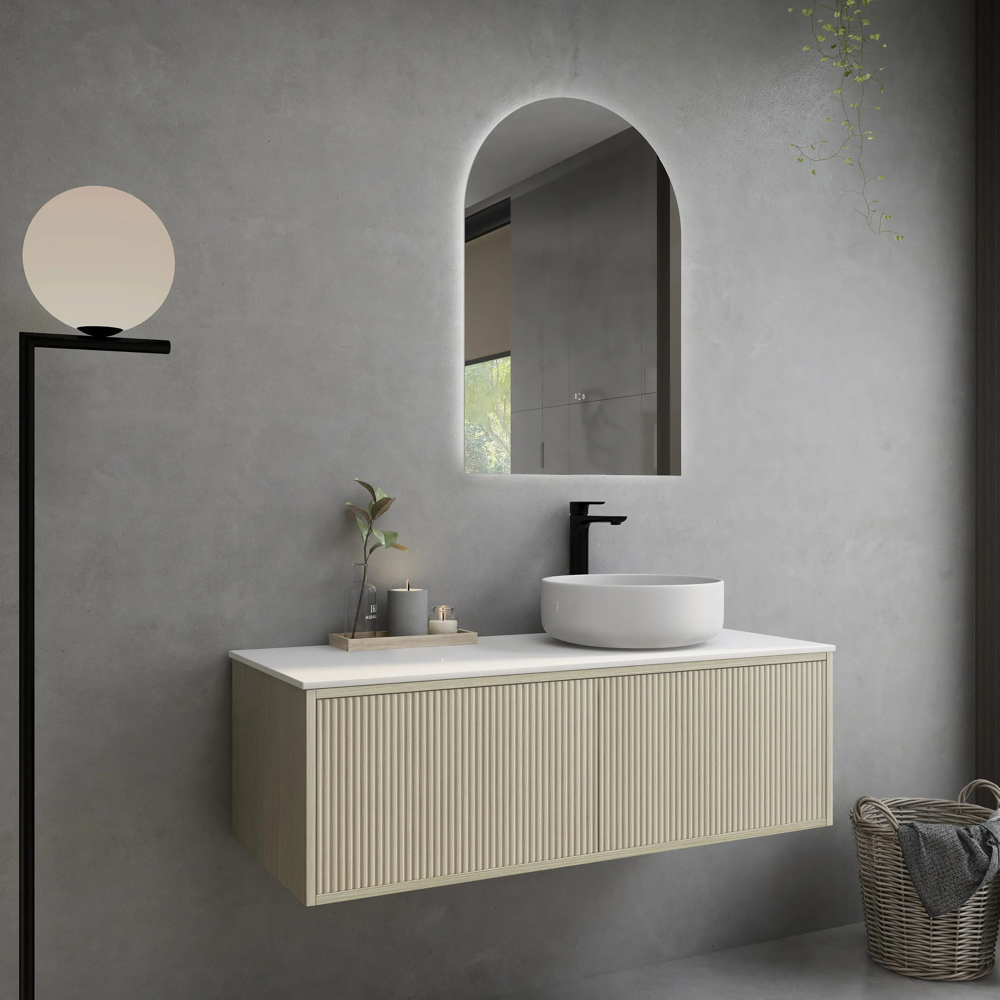 Bellevue PVC Wall Hung Vanity 1200mm (Single Bowl/Double Bowl) (Coastal Oak)-Clearance Poseidon