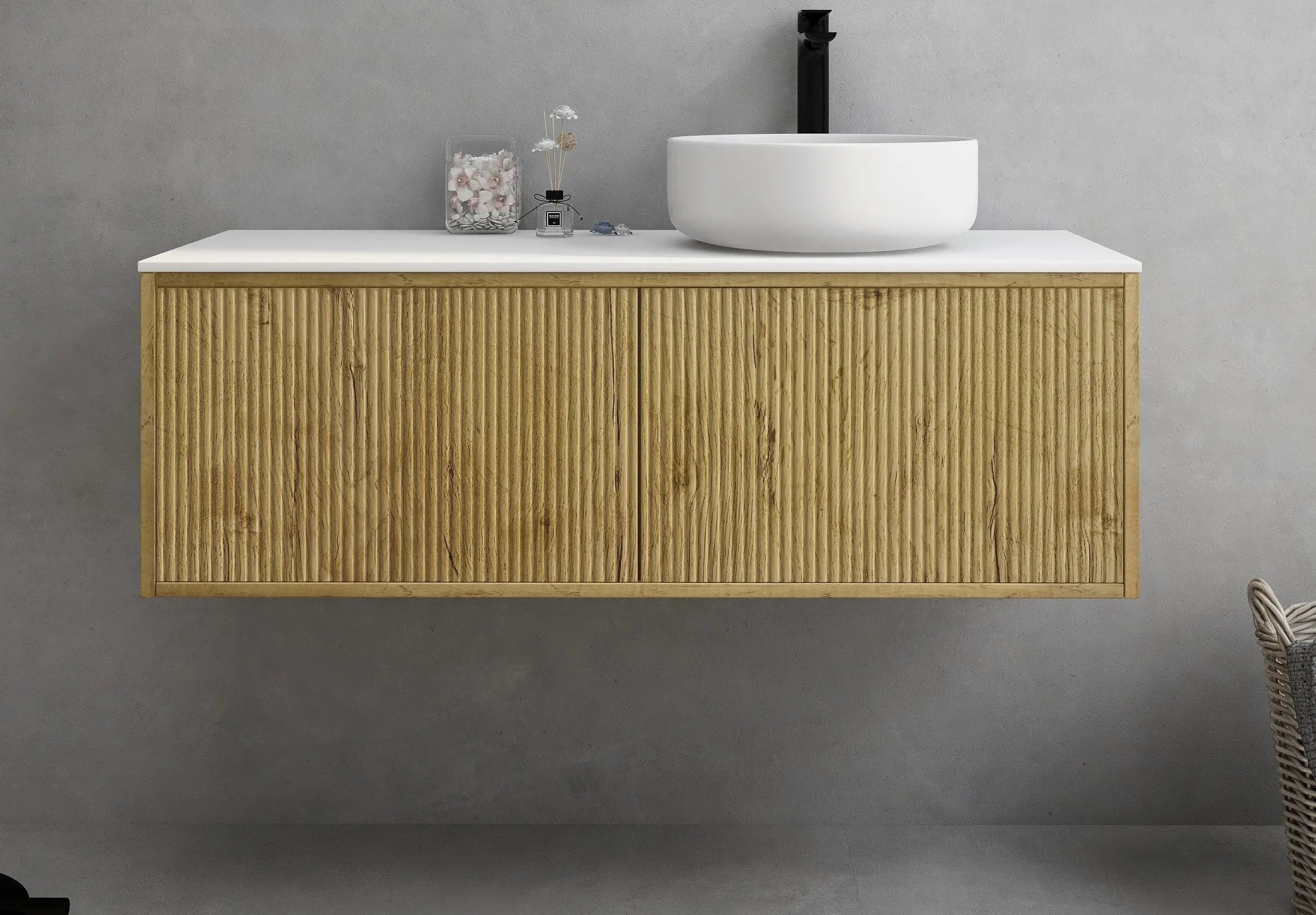 Bellevue PVC Wall Hung Vanity 1200mm (Single Bowl/Double Bowl) (Prime Oak) Poseidon