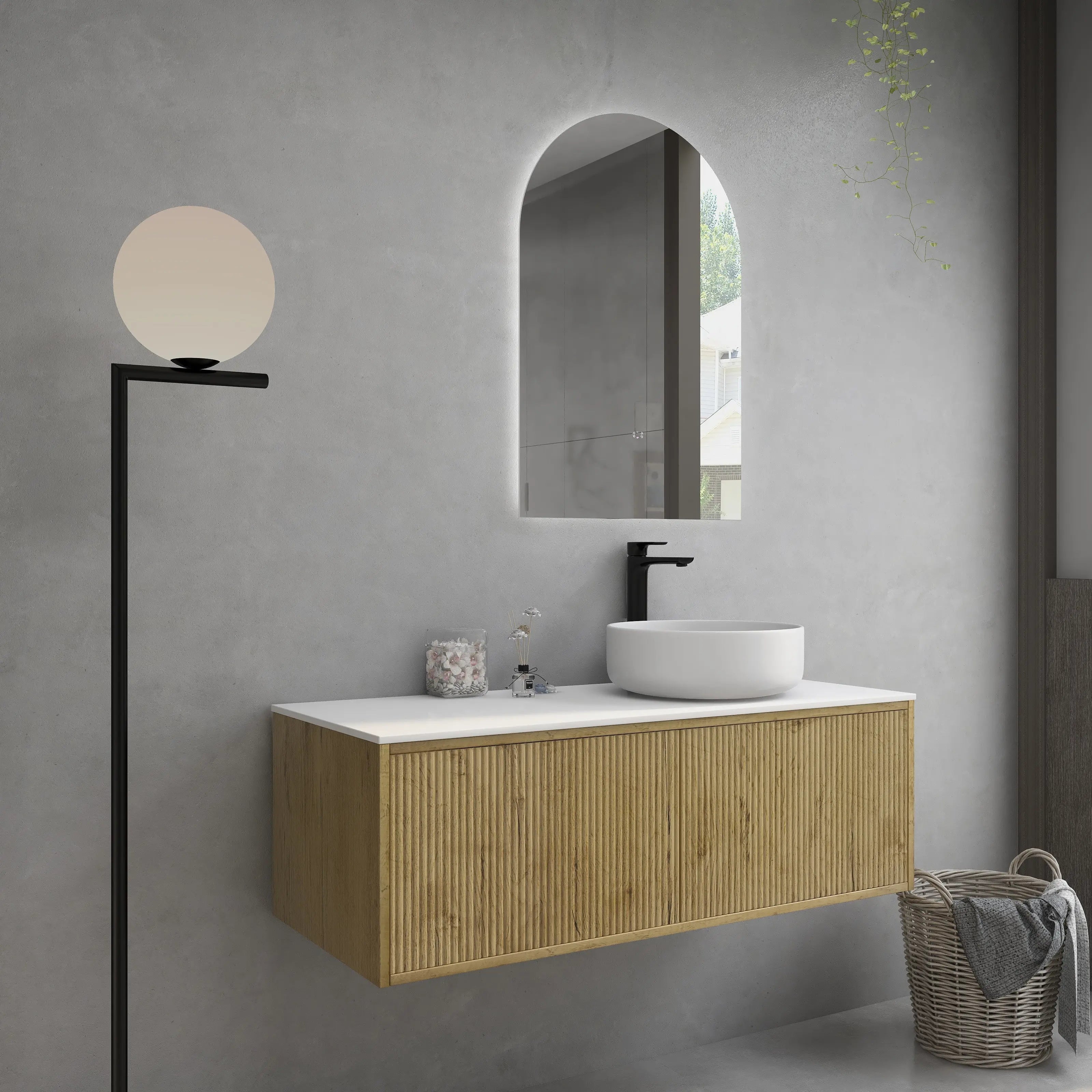 Bellevue PVC Slim Wall Hung Vanity 1200mm (Single/ Double Bowl) (Prime Oak) Poseidon