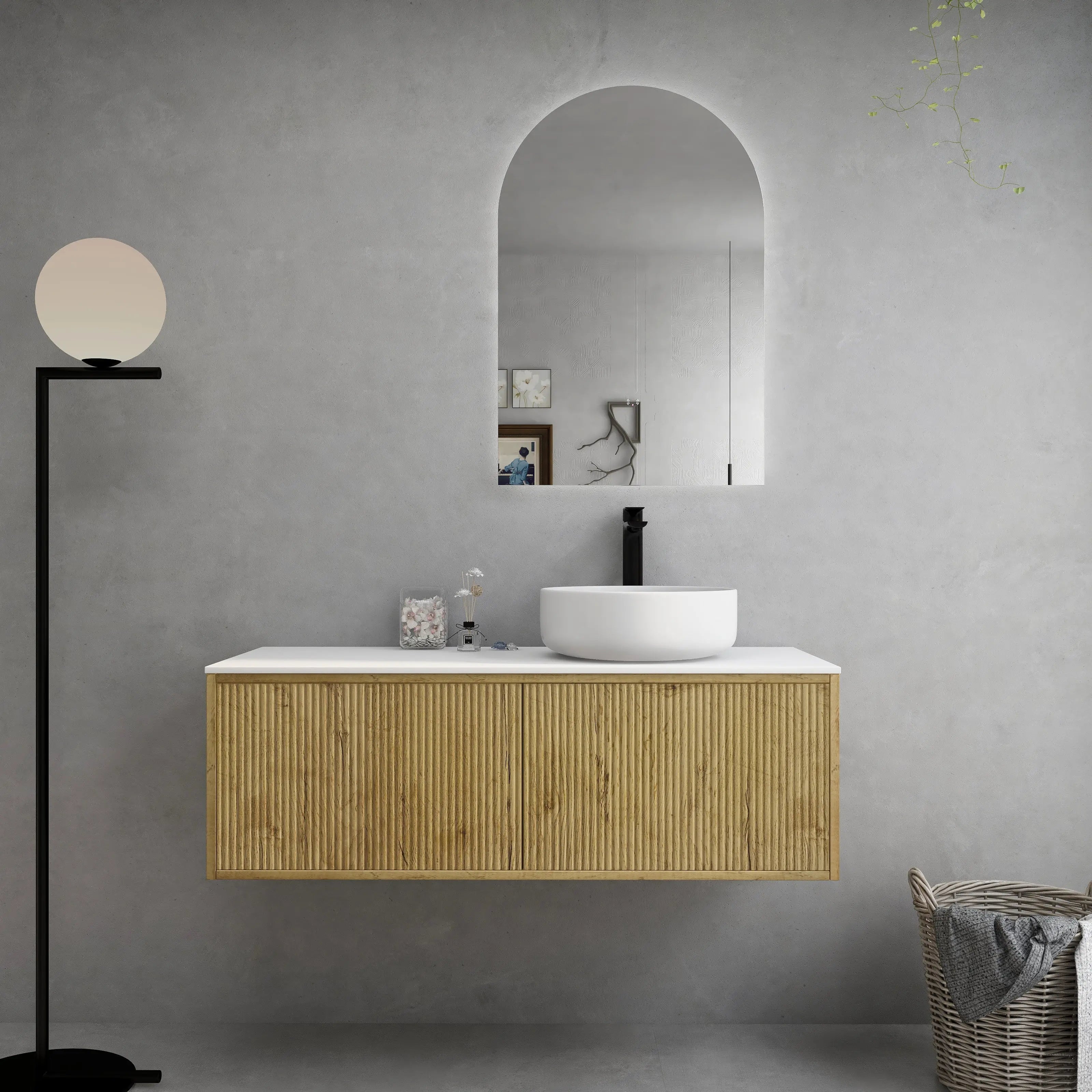 Bellevue PVC Slim Wall Hung Vanity 1200mm (Single/ Double Bowl) (Prime Oak) Poseidon
