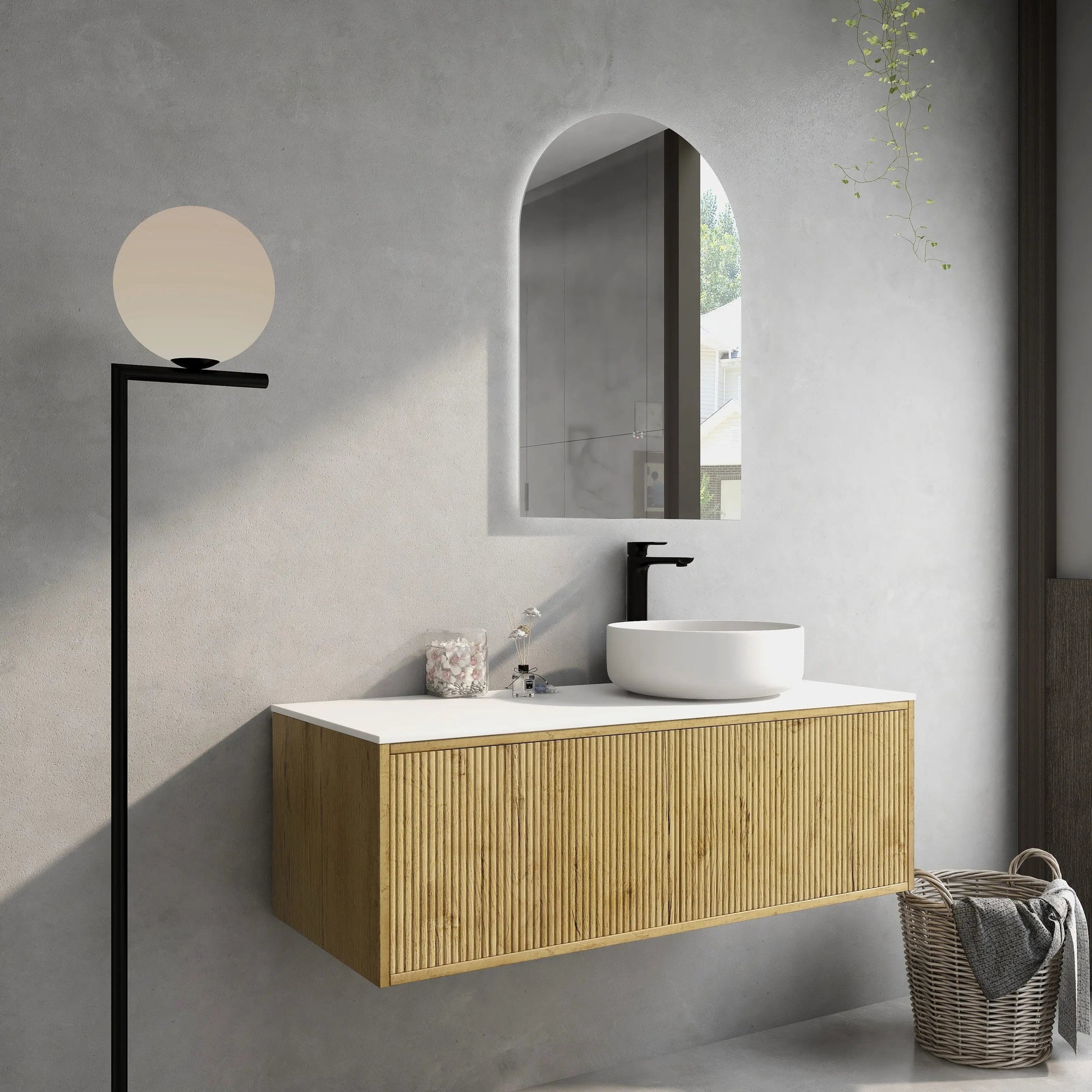 Bellevue PVC Slim Wall Hung Vanity 1200mm (Single/ Double Bowl) (Prime Oak) Poseidon