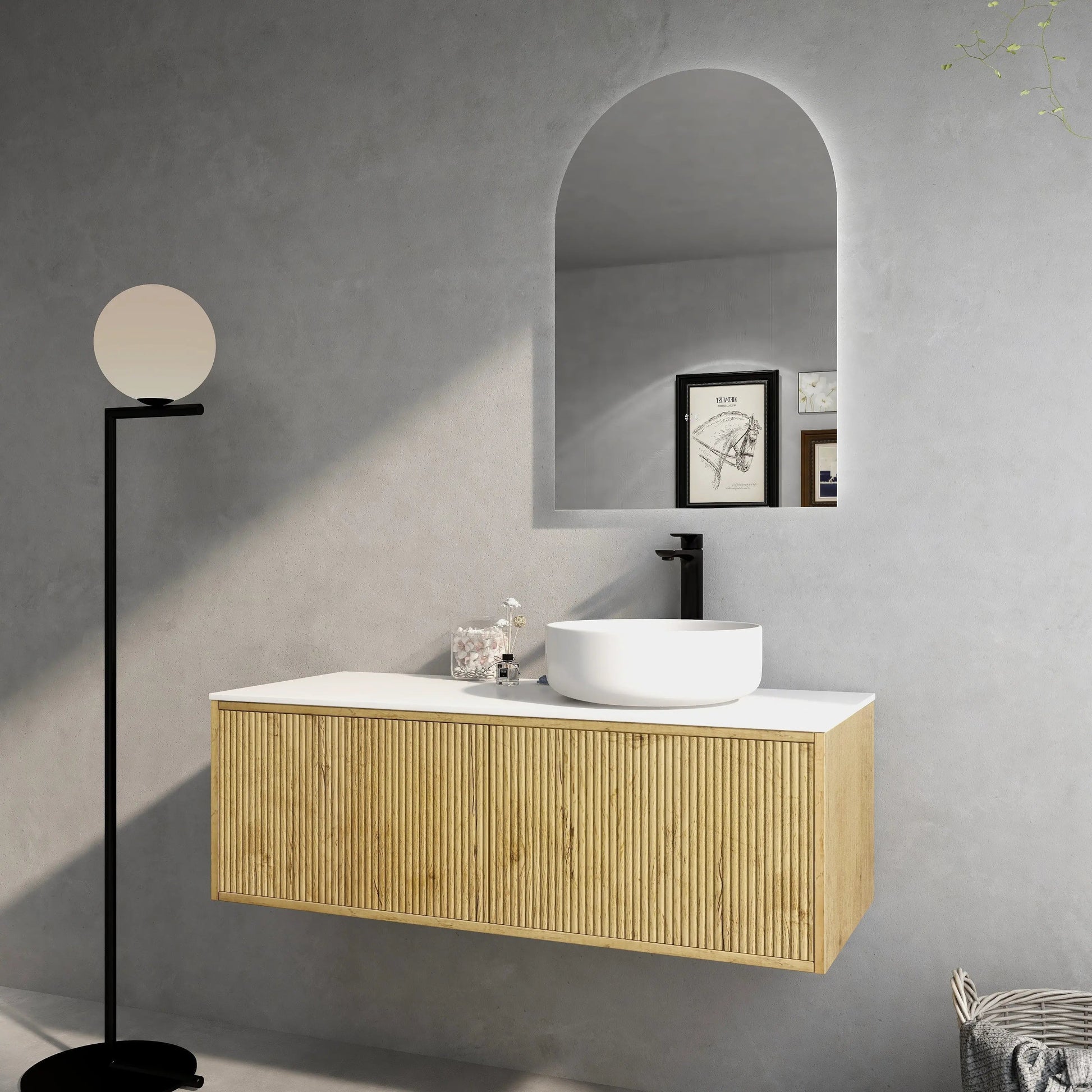 Bellevue PVC Slim Wall Hung Vanity 1200mm (Single/ Double Bowl) (Prime Oak) Poseidon