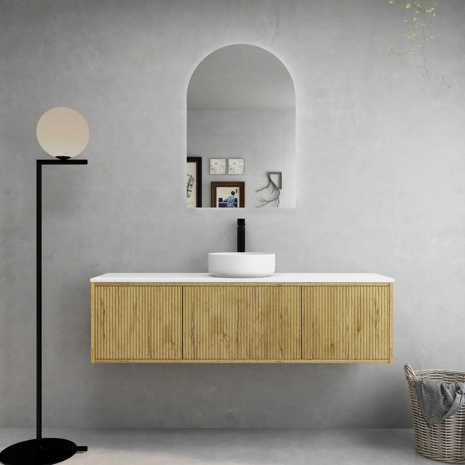 Bellevue Slim PVC Wall Hung Vanity 1500mm (Single/Double Bowl) (Prime Oak) Poseidon