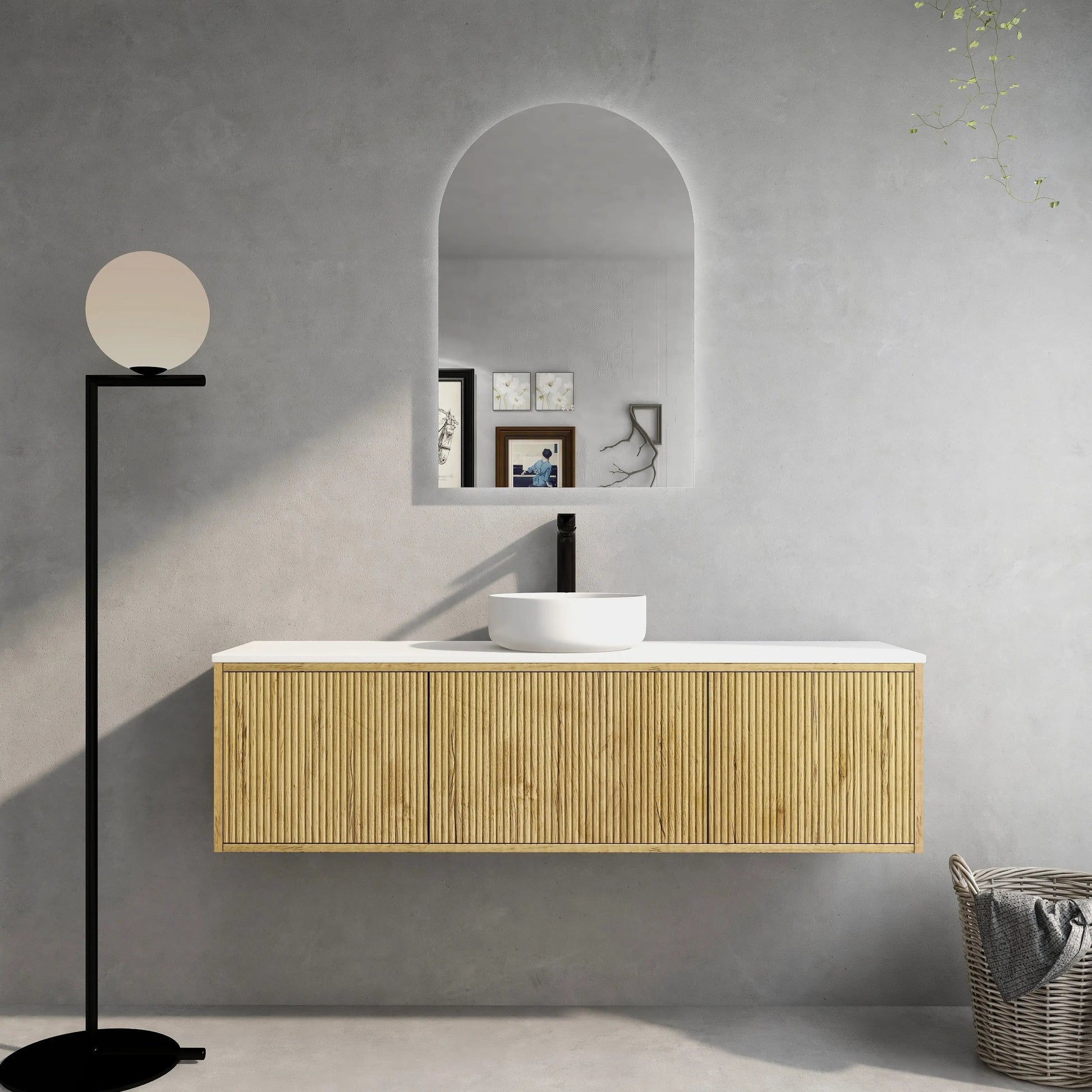 Bellevue Slim PVC Wall Hung Vanity 1500mm (Single/Double Bowl) (Prime Oak) Poseidon