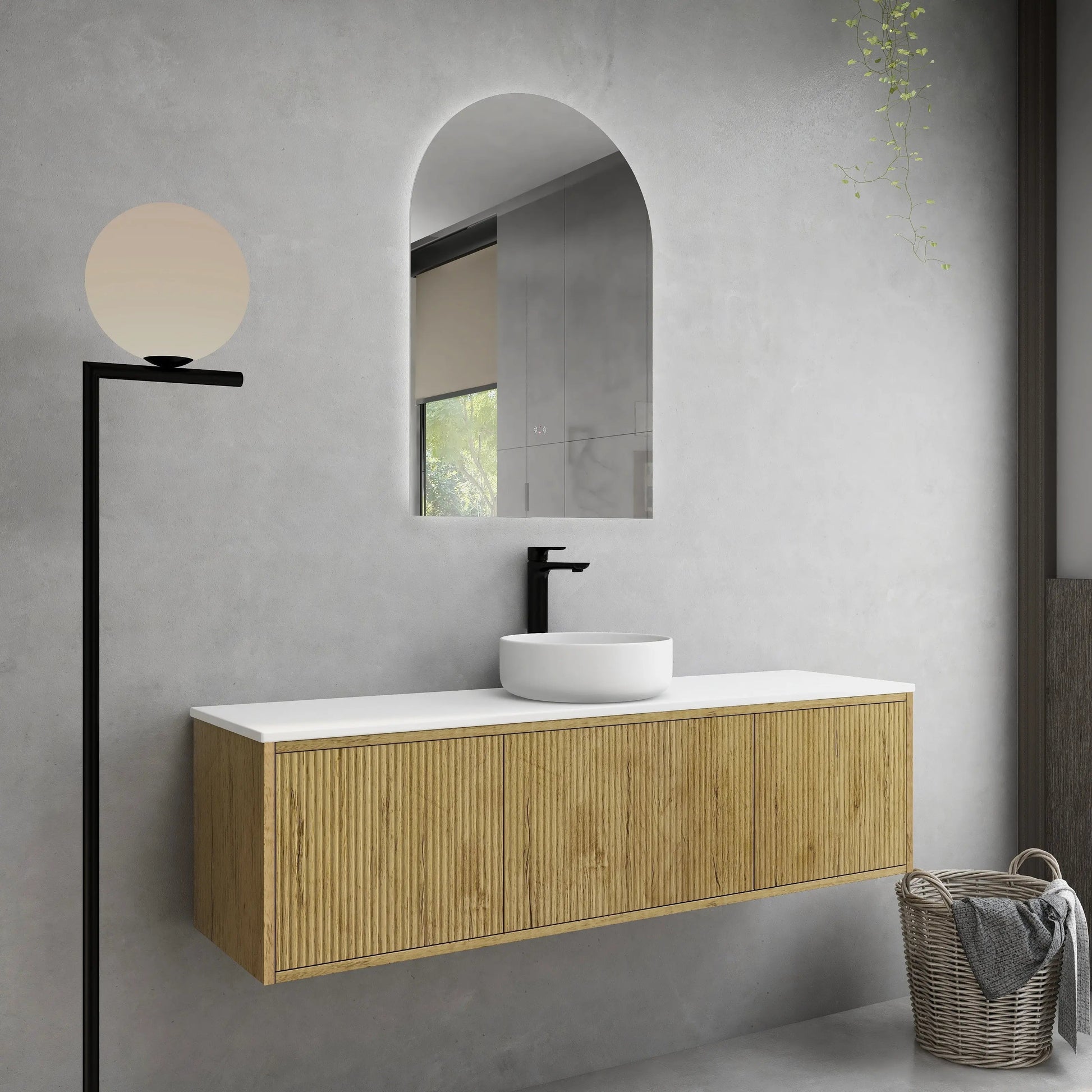 Bellevue Slim PVC Wall Hung Vanity 1500mm (Single/Double Bowl) (Prime Oak) Poseidon