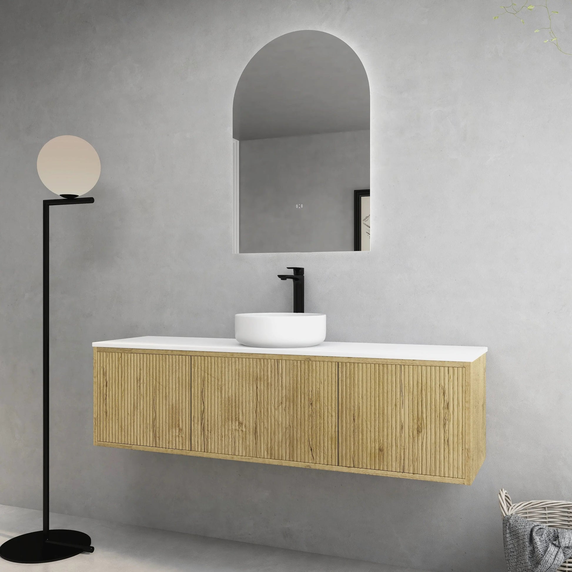 Bellevue Slim PVC Wall Hung Vanity 1500mm (Single/Double Bowl) (Prime Oak) Poseidon