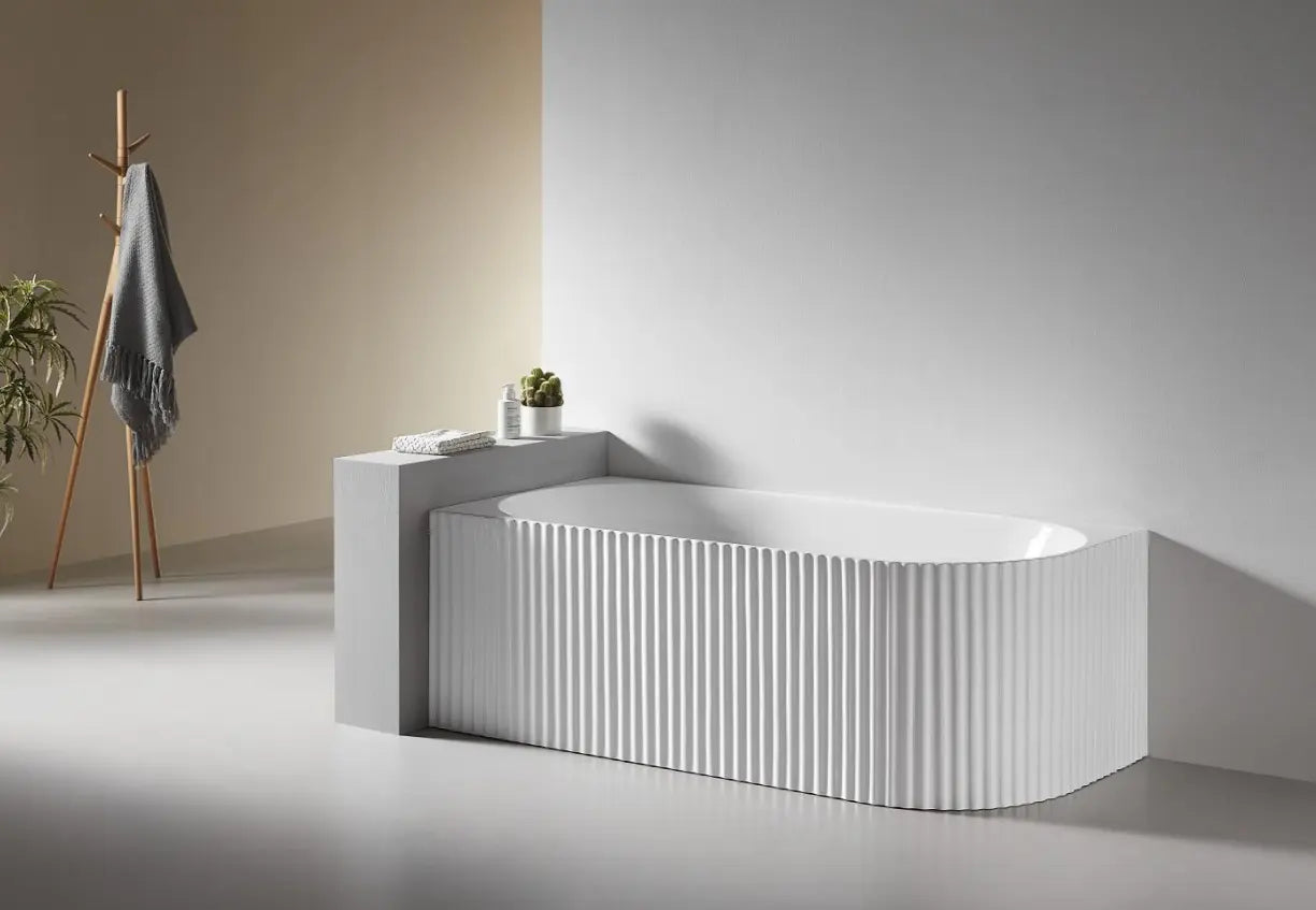 Maren Fluted Left Corner Freestanding Bath tub | 1700 x 800mm Bagno D'Oro