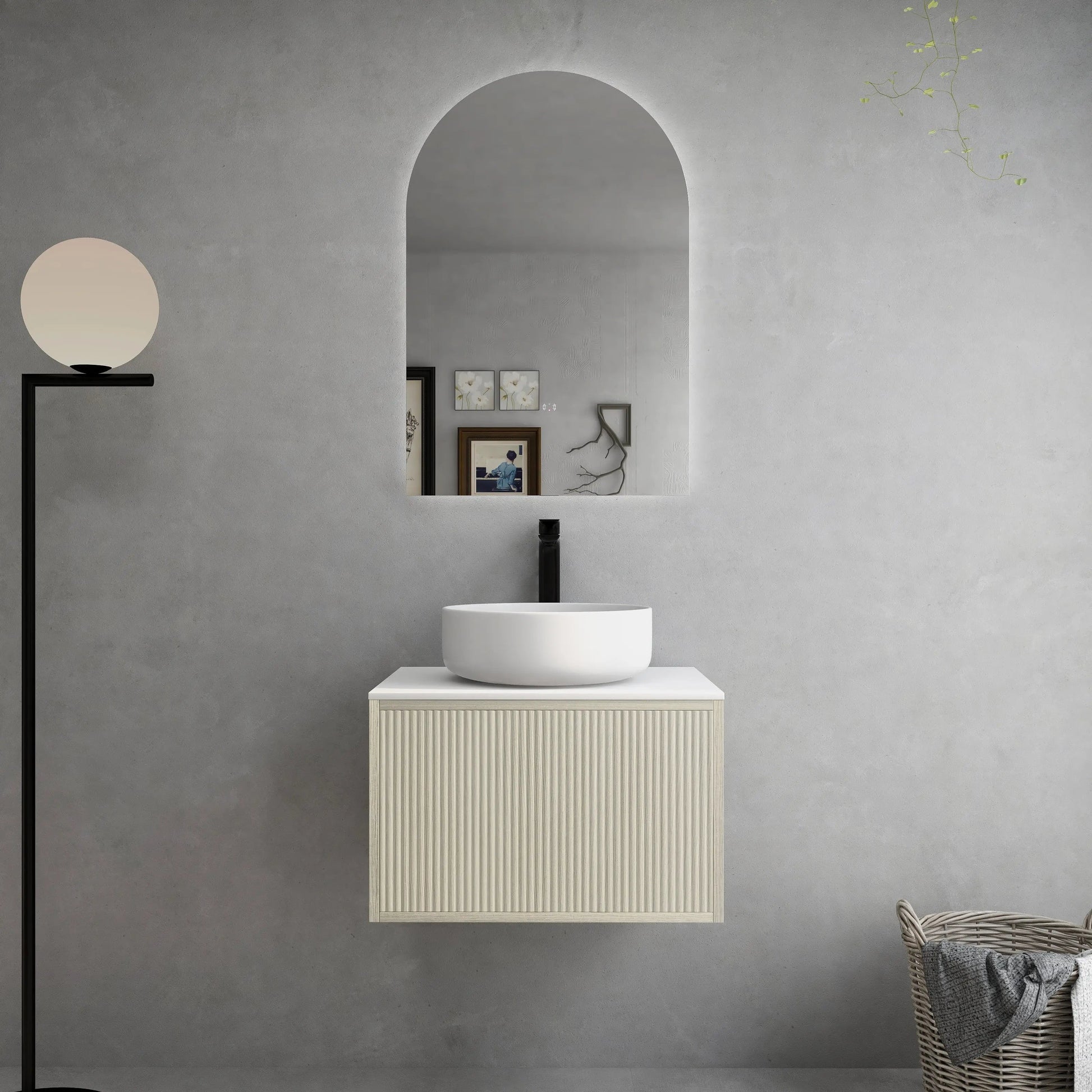Bellevue PVC Wall Hung Vanity 600 (Coastal Oak)-Clearance Poseidon
