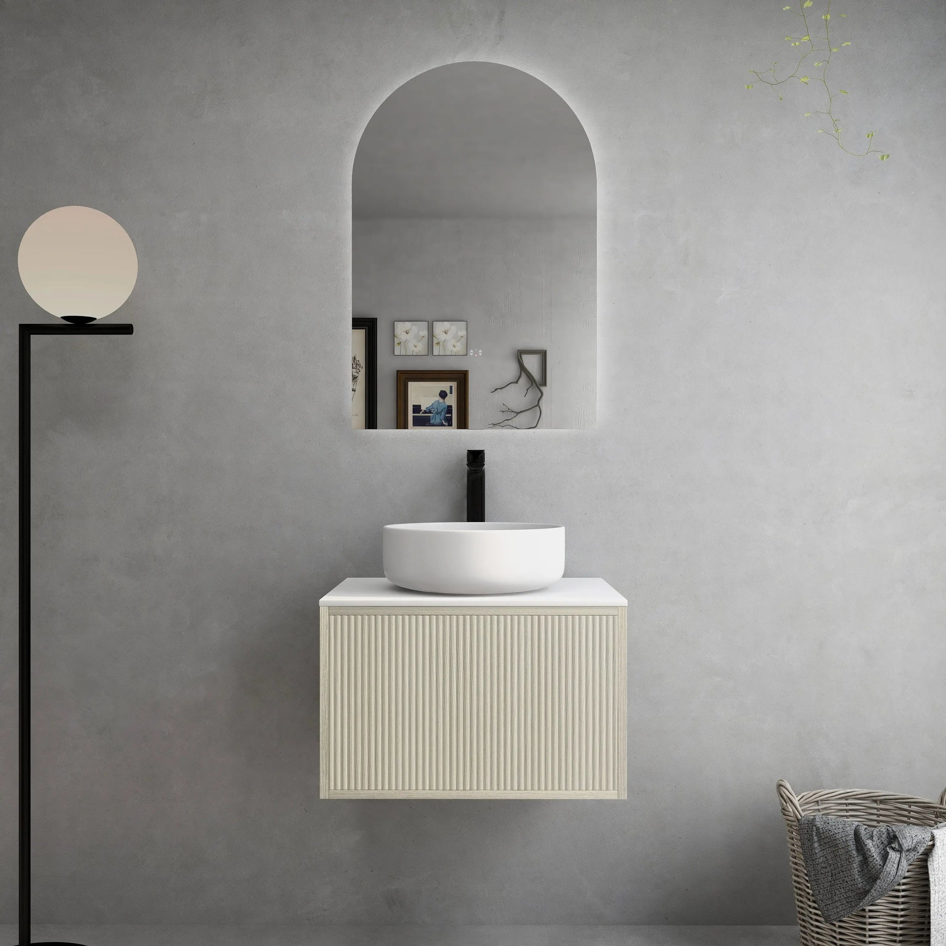 Bellevue Slim PVC Wall Hung Vanity 600 (Coastal Oak) Poseidon
