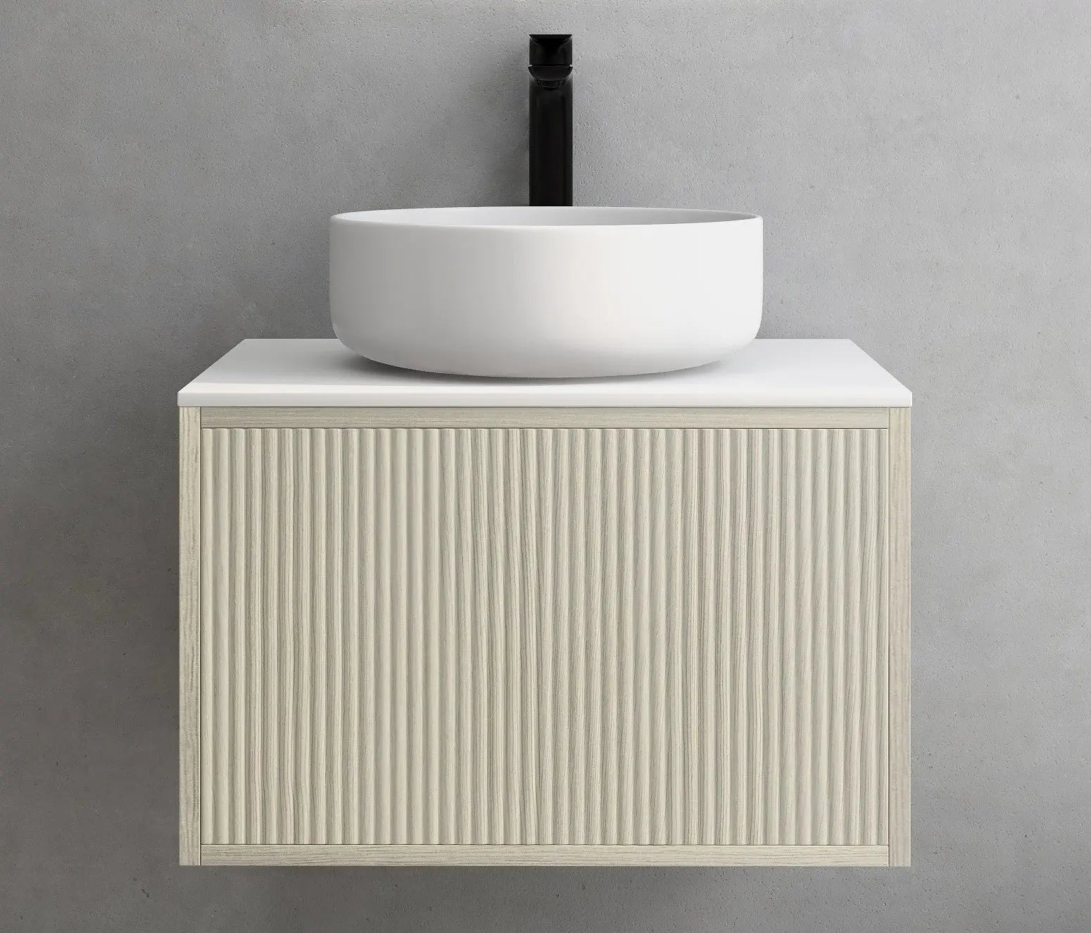 Bellevue Slim PVC Wall Hung Vanity 600 (Coastal Oak) Poseidon