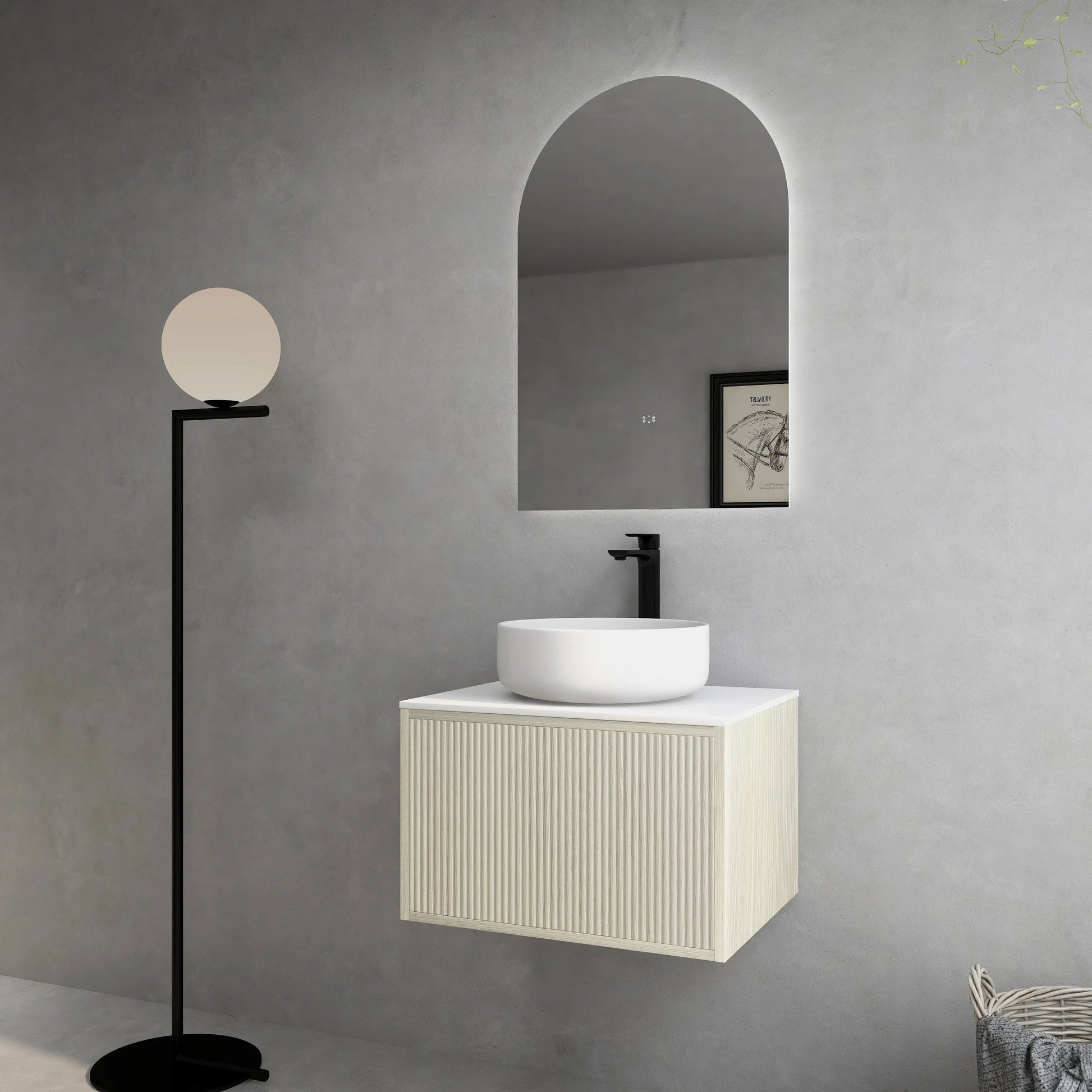 Bellevue Slim PVC Wall Hung Vanity 600 (Coastal Oak) Poseidon