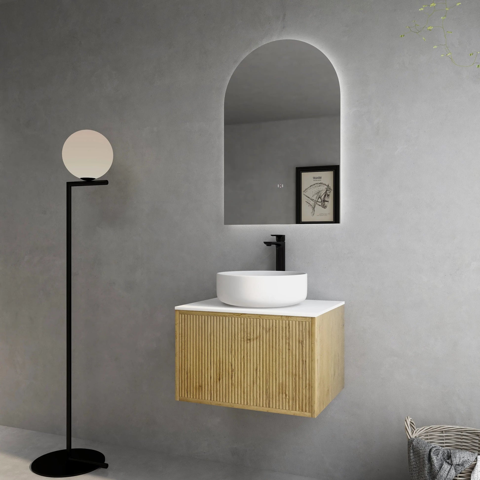 Bellevue Slim PVC Wall Hung Vanity 600 (Prime Oak) Poseidon