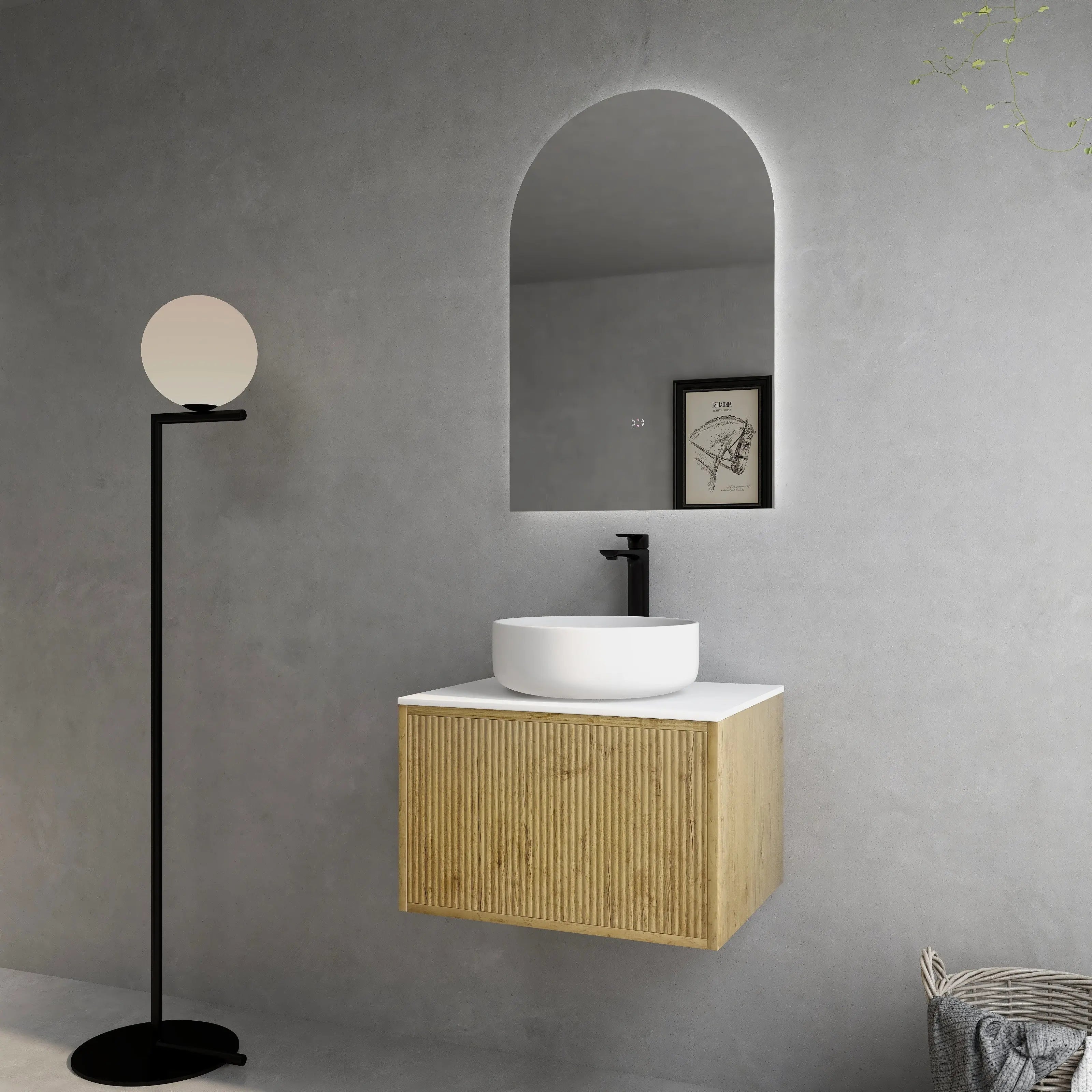 Bellevue Slim PVC Wall Hung Vanity 600 (Prime Oak) Poseidon