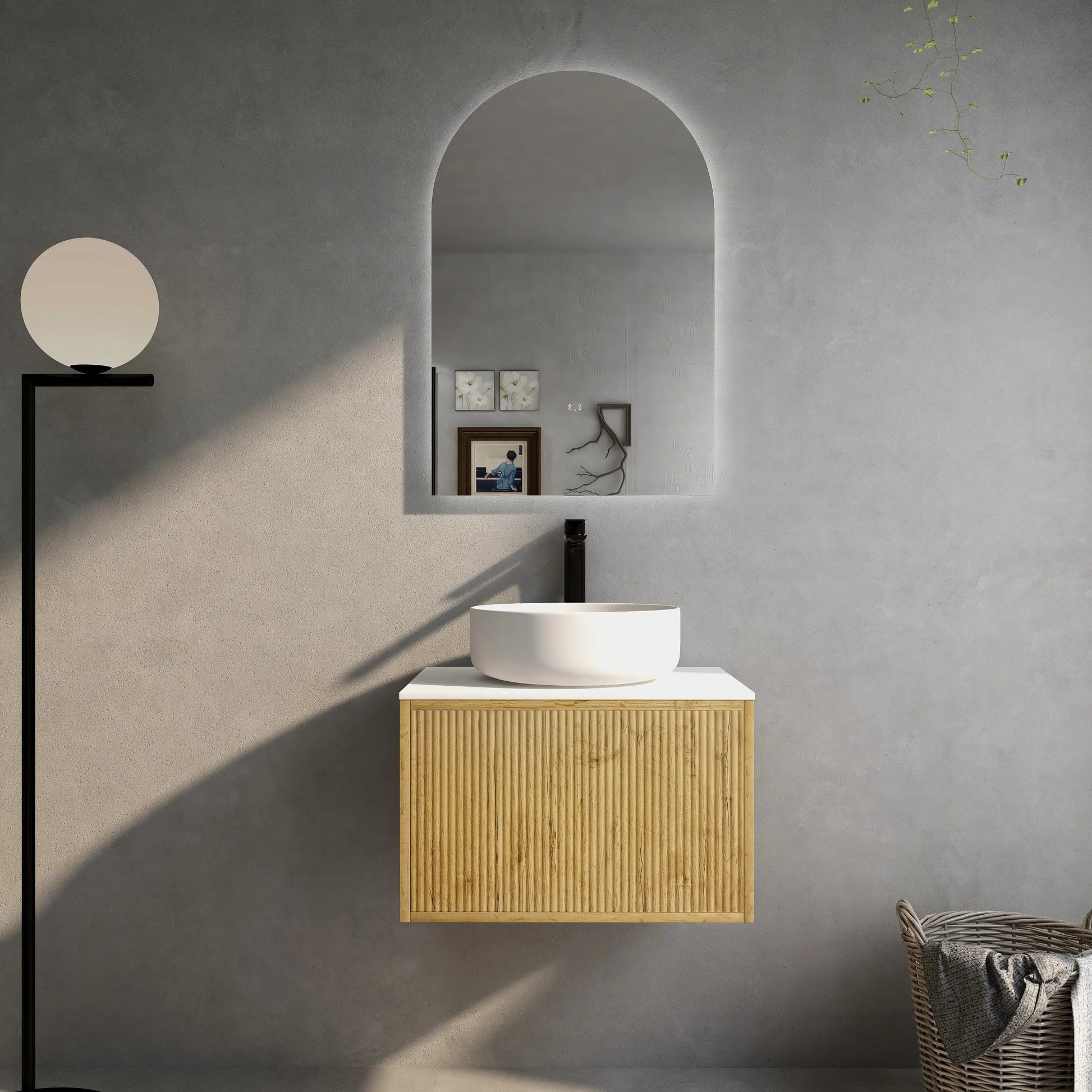 Bellevue Slim PVC Wall Hung Vanity 600 (Prime Oak) Poseidon