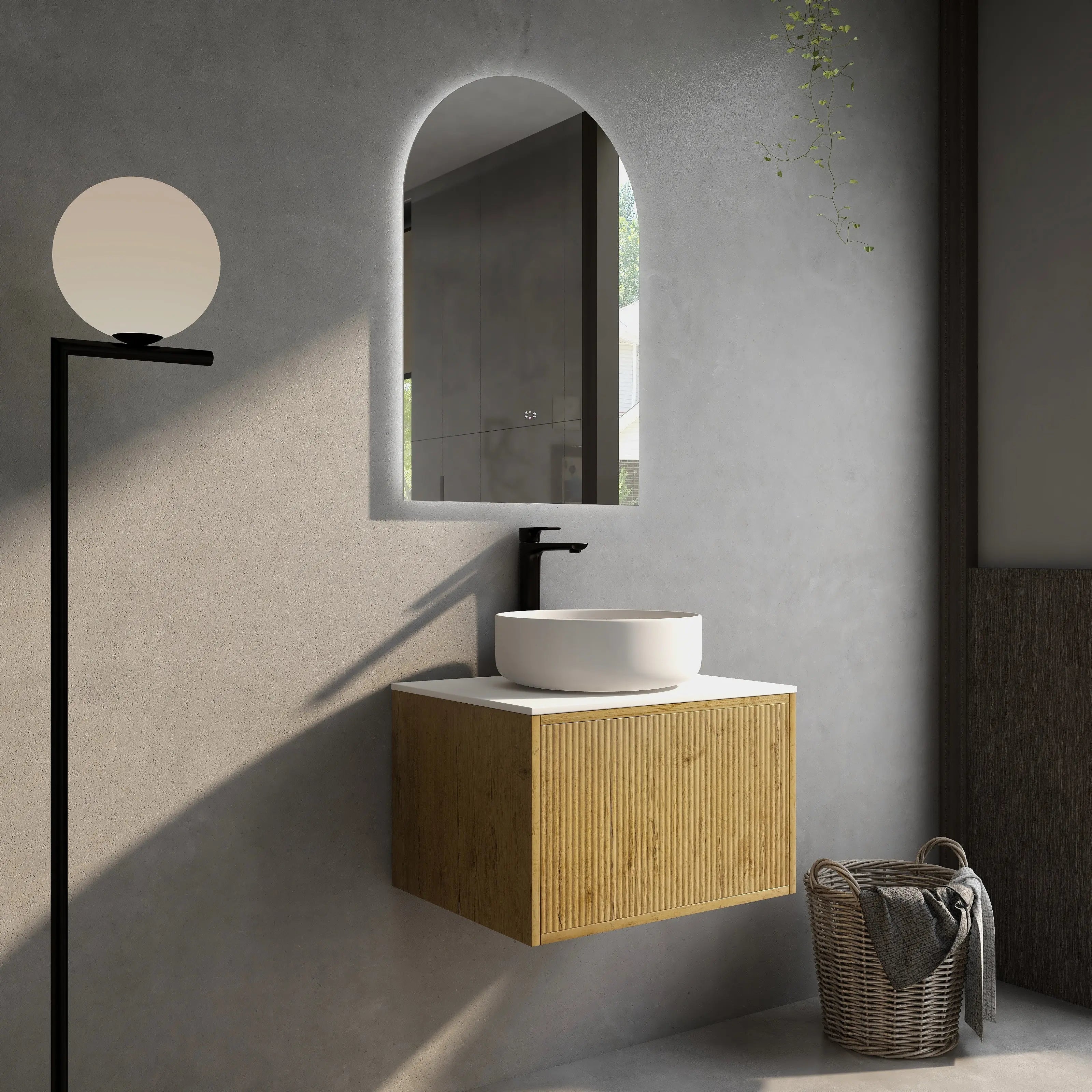 Bellevue Slim PVC Wall Hung Vanity 600 (Prime Oak) Poseidon