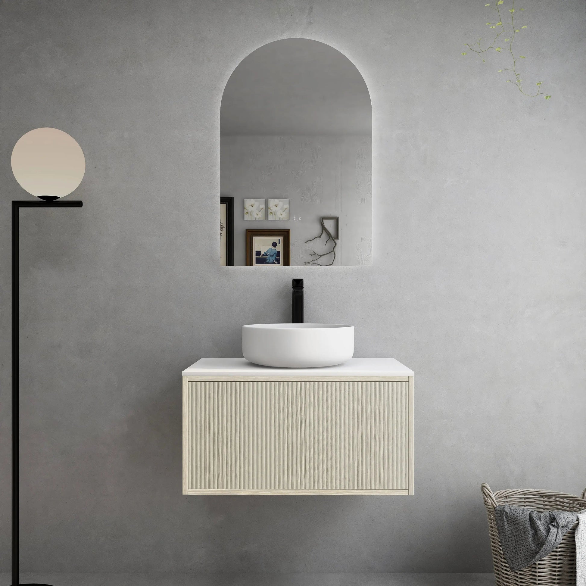 Bellevue PVC Wall Hung Vanity 750 (Coastal Oak)-Clearance Poseidon