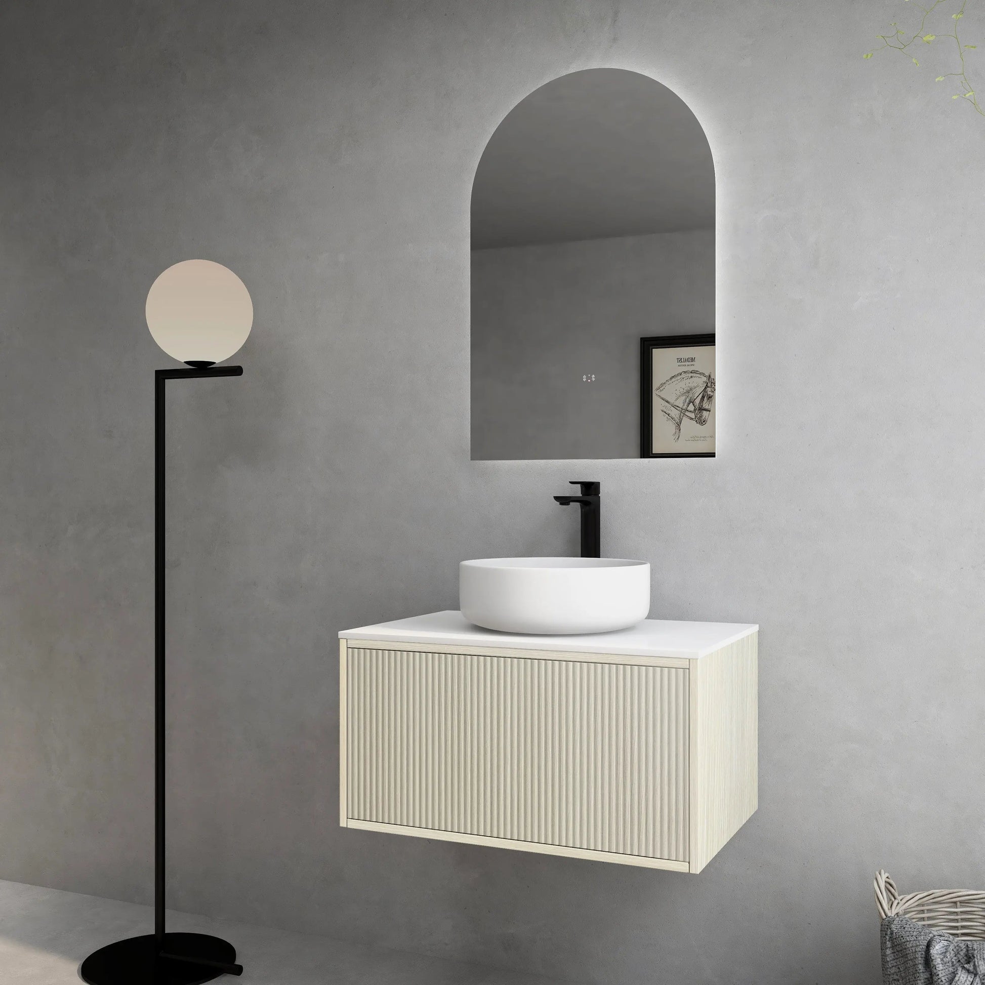 Bellevue Slim PVC Wall Hung Vanity 750 (Coastal Oak) Poseidon