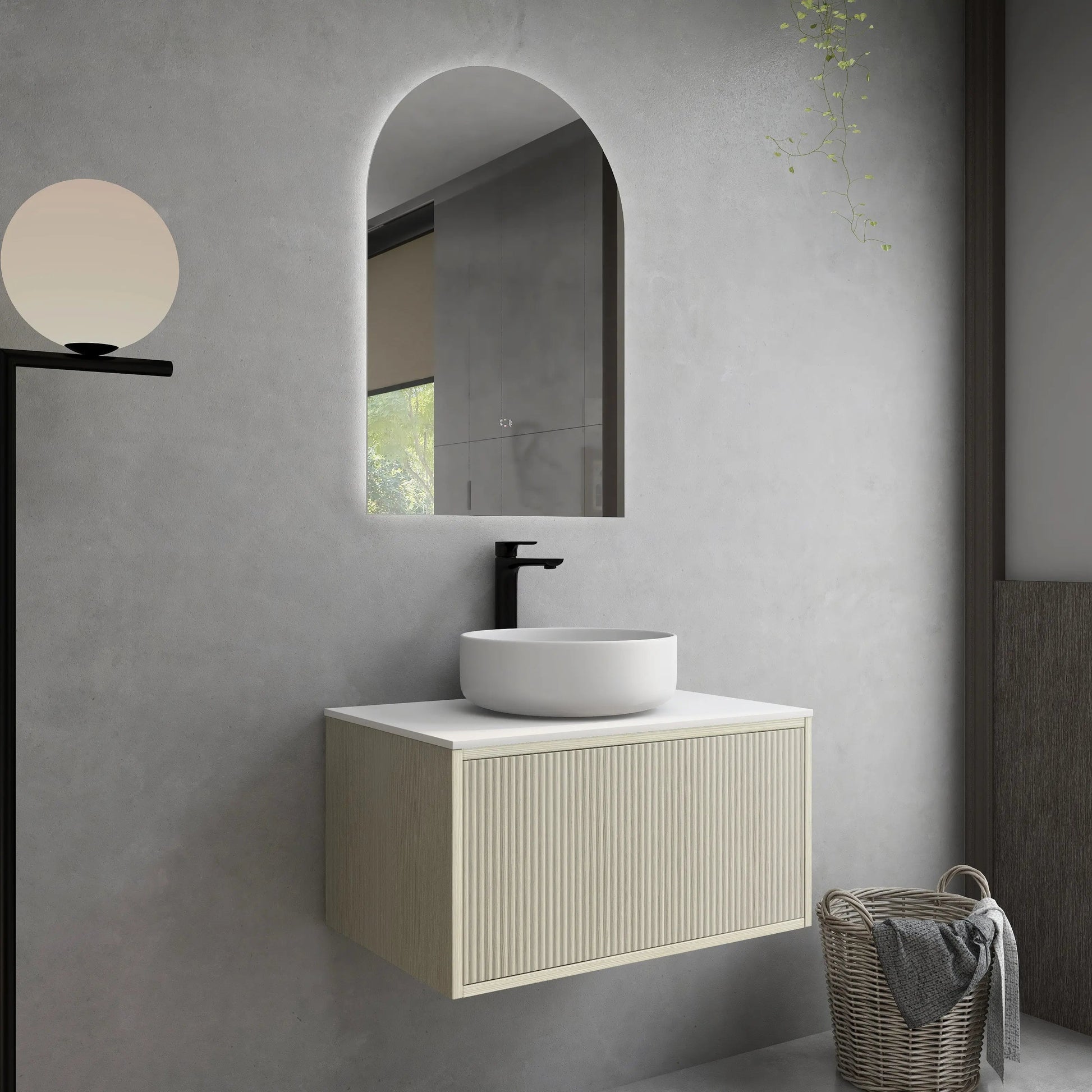 Bellevue Slim PVC Wall Hung Vanity 750 (Coastal Oak) Poseidon