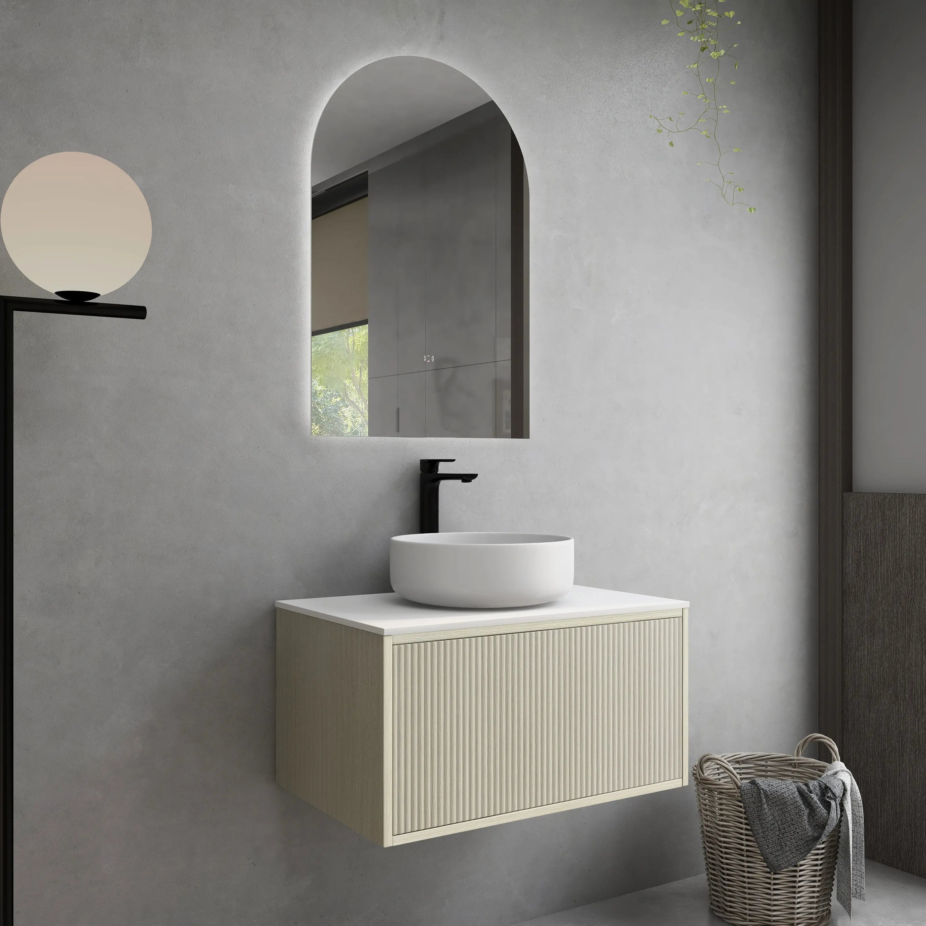 Bellevue Slim PVC Wall Hung Vanity 750 (Coastal Oak) Poseidon