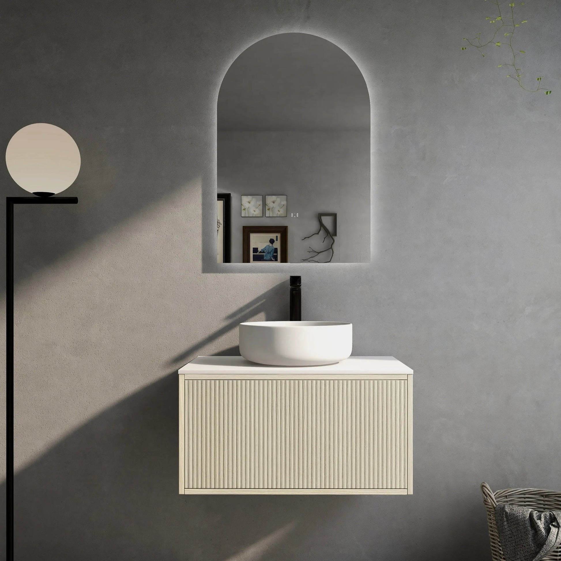 Bellevue PVC Wall Hung Vanity 750 (Coastal Oak)-Clearance Poseidon