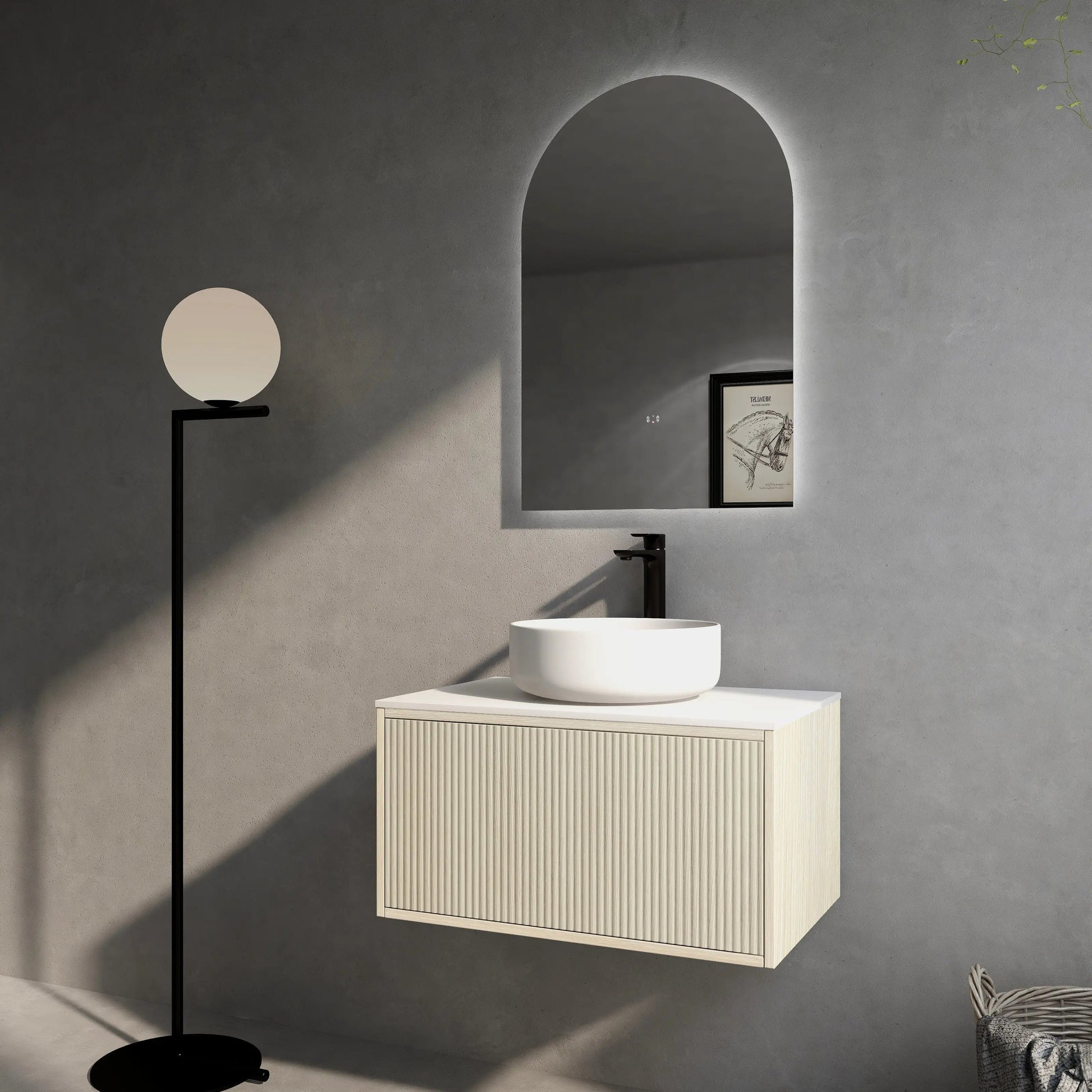 Bellevue PVC Wall Hung Vanity 750 (Coastal Oak)-Clearance Poseidon