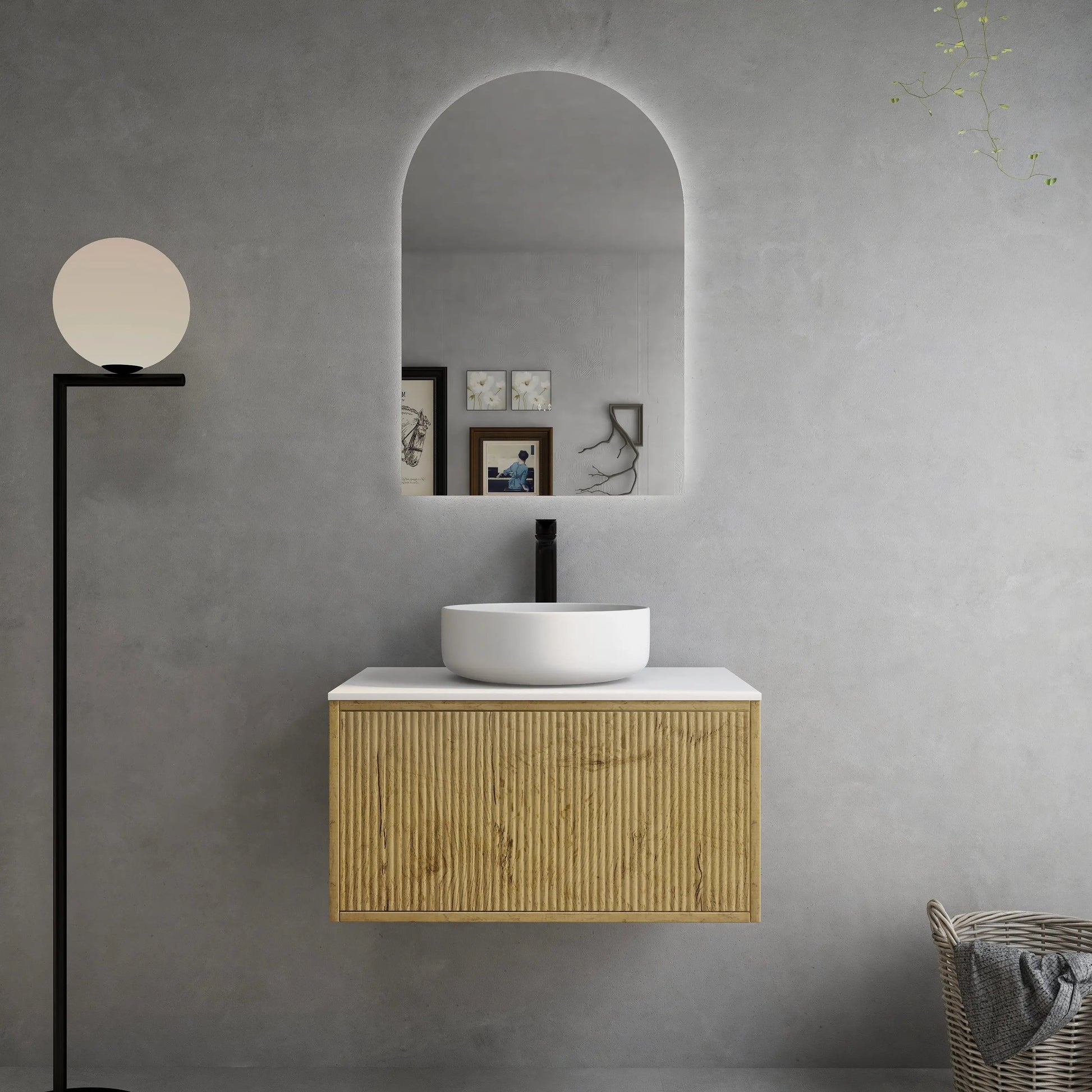 Bellevue Slim PVC Wall Hung Vanity 750 (Prime Oak) Poseidon