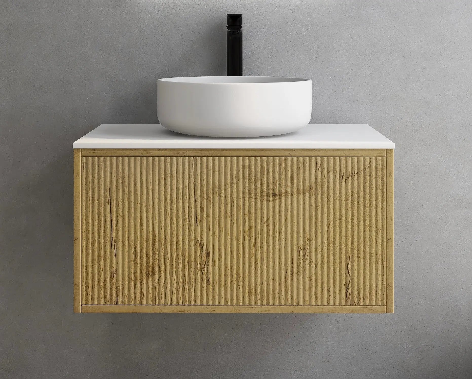 Bellevue Slim PVC Wall Hung Vanity 750 (Prime Oak) Poseidon