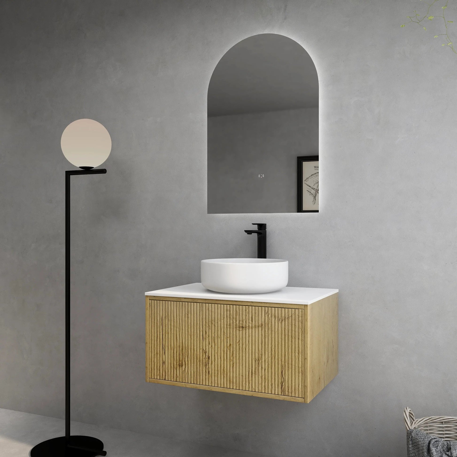 Bellevue Slim PVC Wall Hung Vanity 750 (Prime Oak) Poseidon
