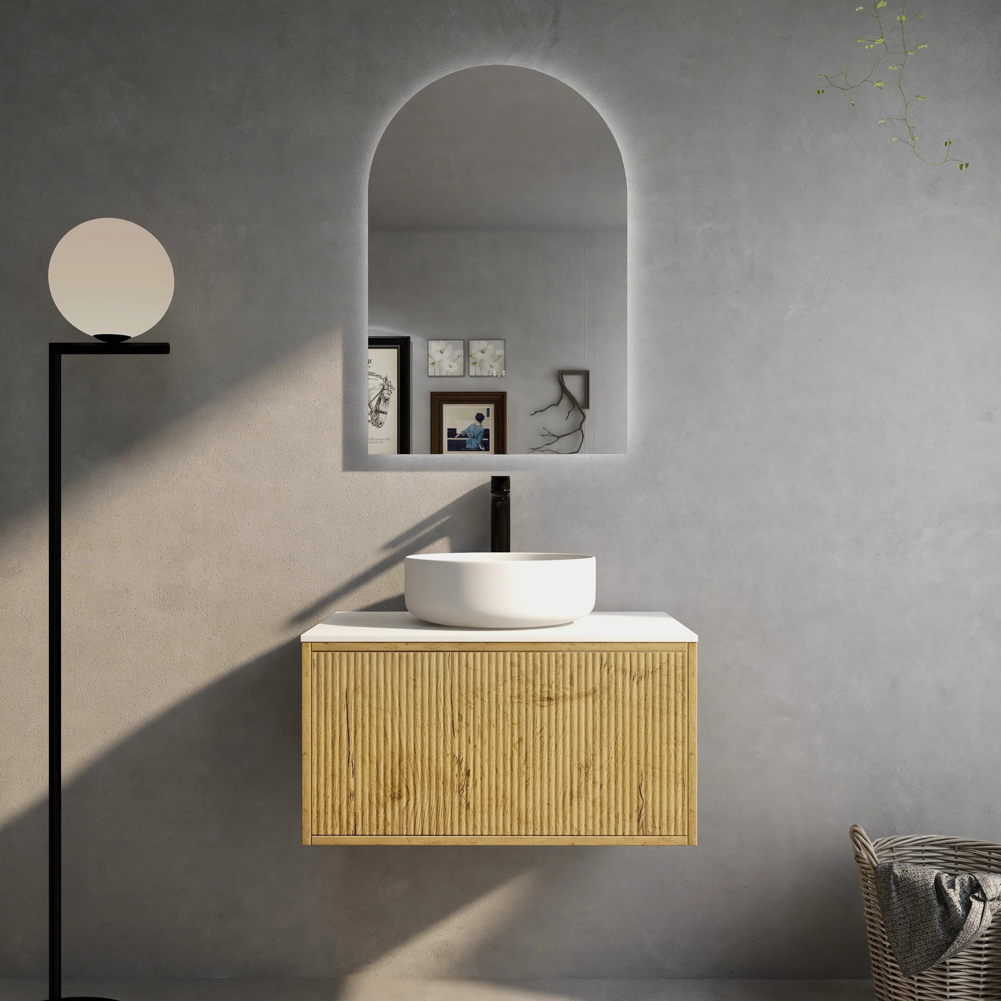 Bellevue PVC Wall Hung Vanity 750 (Prime Oak) Poseidon