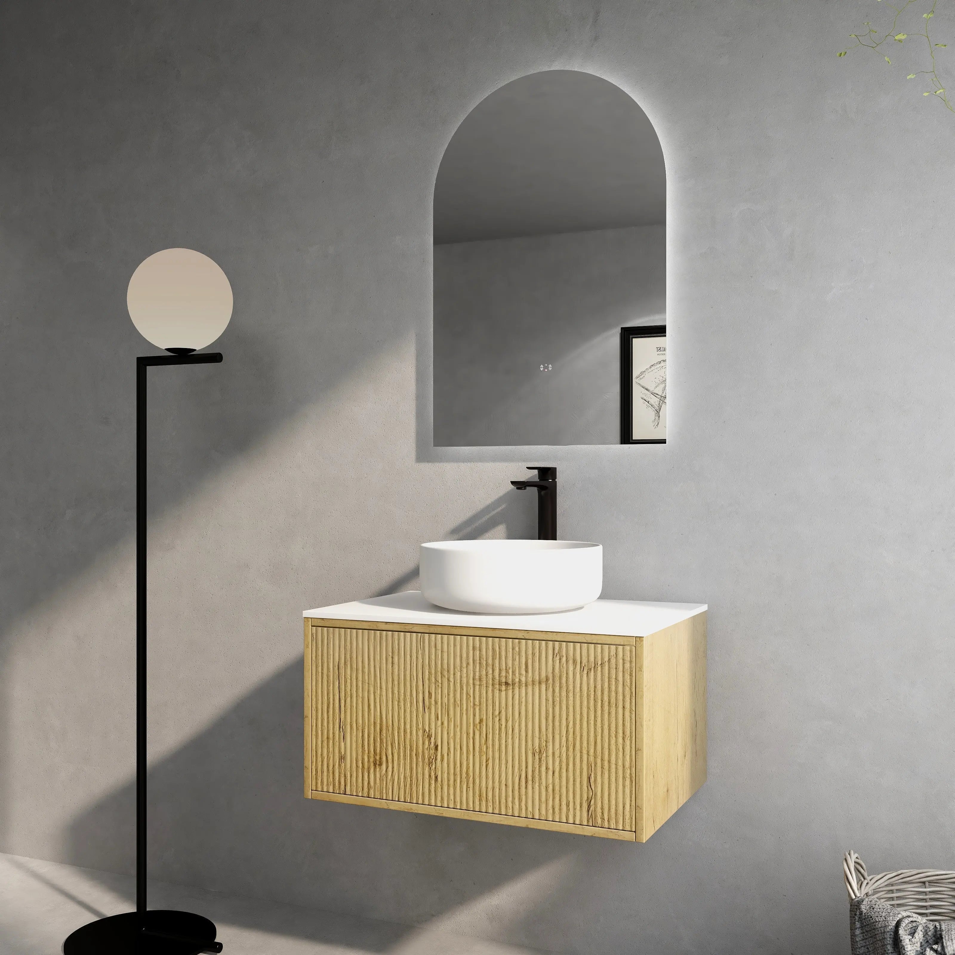 Bellevue PVC Wall Hung Vanity 750 (Prime Oak) Poseidon