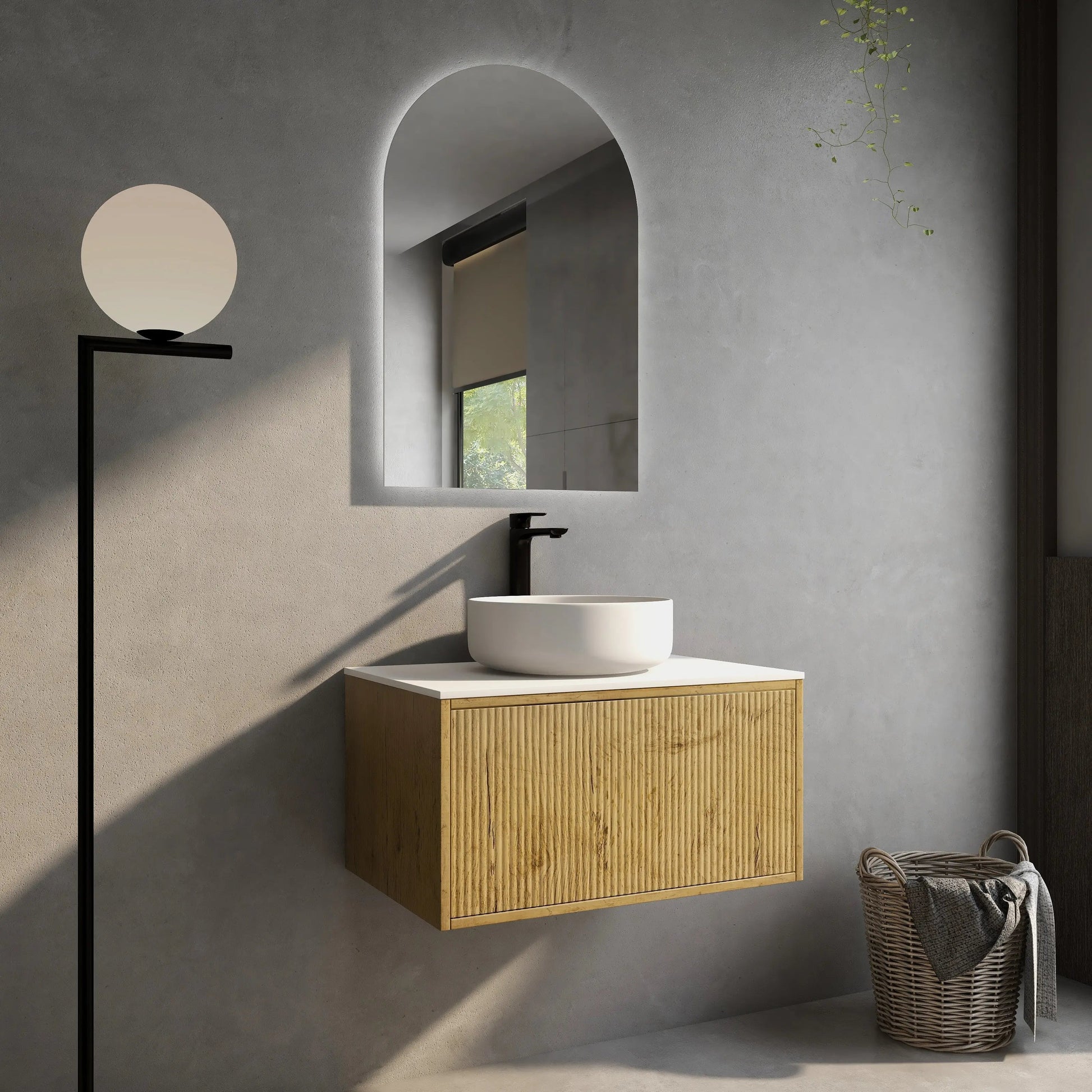 Bellevue Slim PVC Wall Hung Vanity 750 (Prime Oak) Poseidon