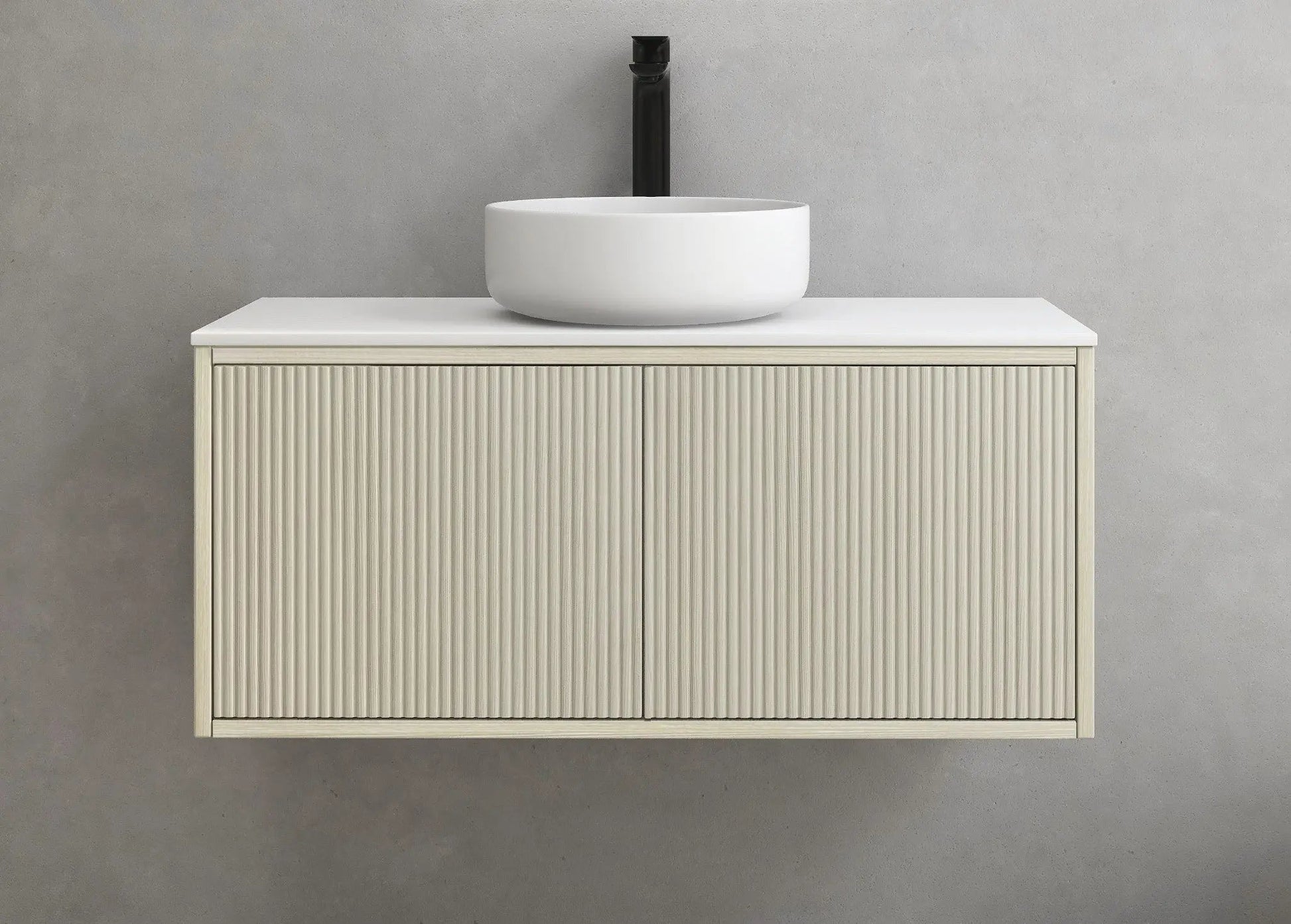 Bellevue Slim PVC Wall Hung Vanity 900 (Coastal Oak) Poseidon