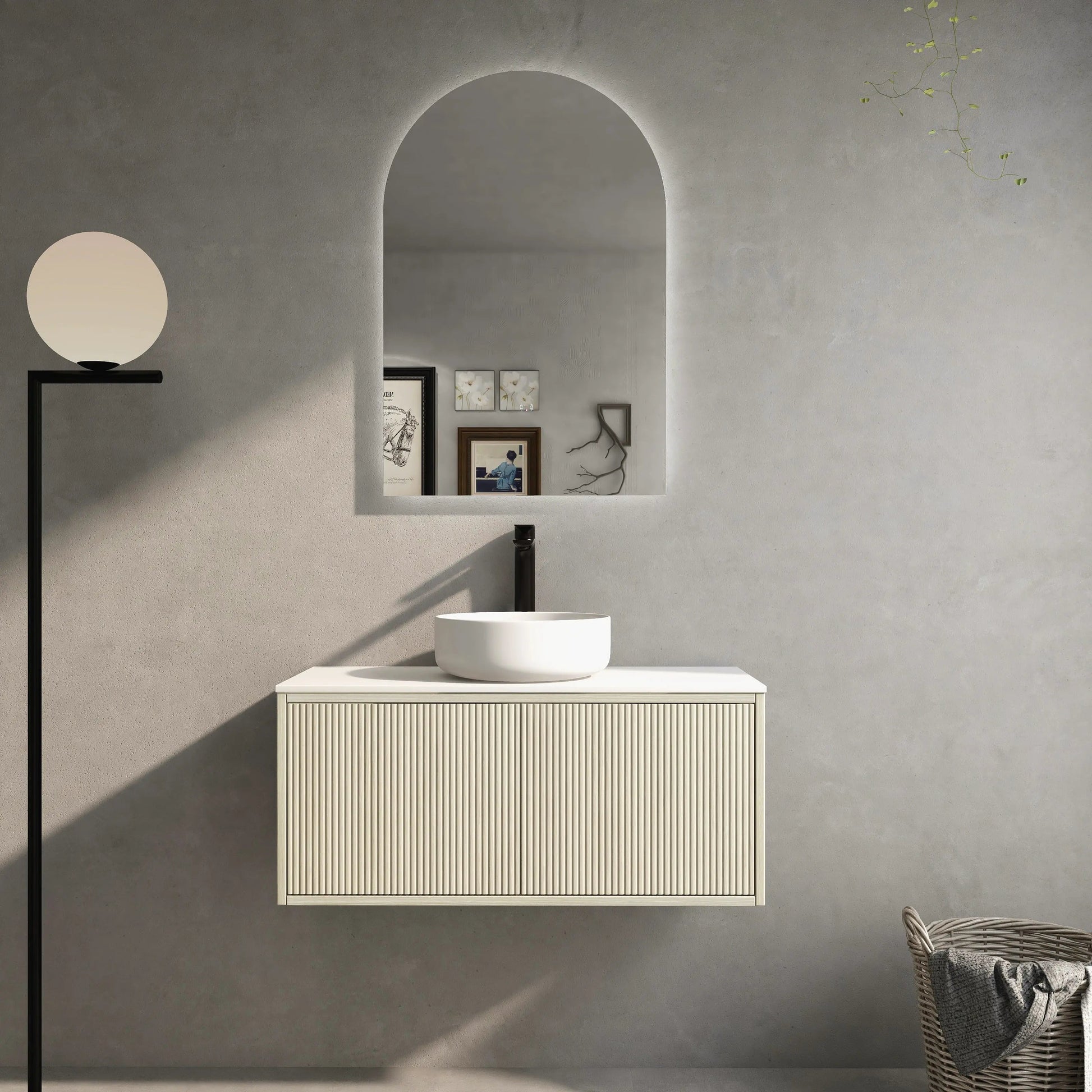 Bellevue Slim PVC Wall Hung Vanity 900 (Coastal Oak) Poseidon