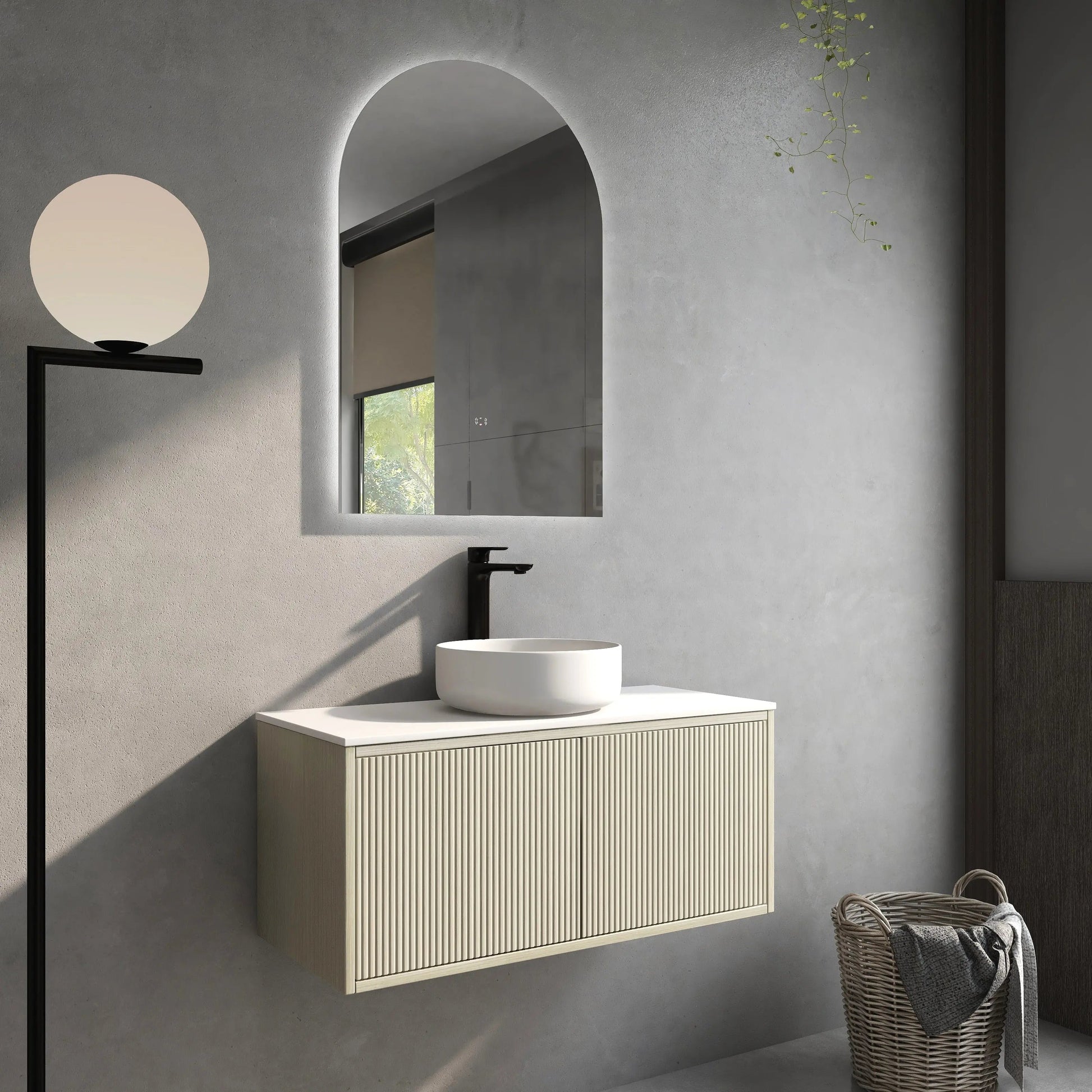 Bellevue Slim PVC Wall Hung Vanity 900 (Coastal Oak) Poseidon