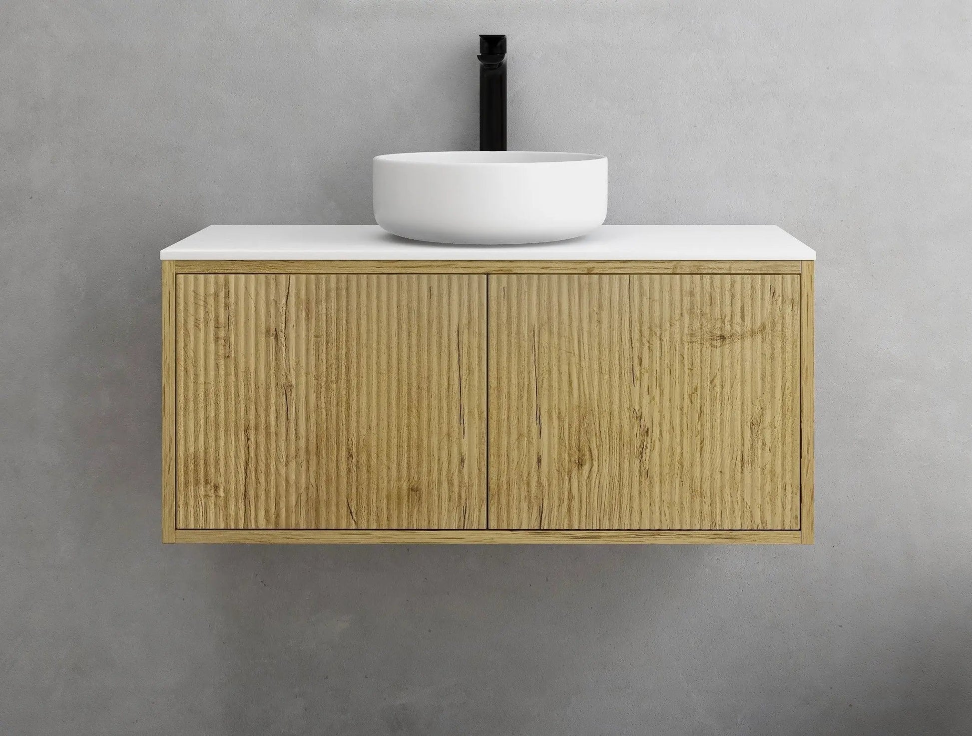Bellevue Slim PVC Wall Hung Vanity 900 (Prime Oak) Poseidon