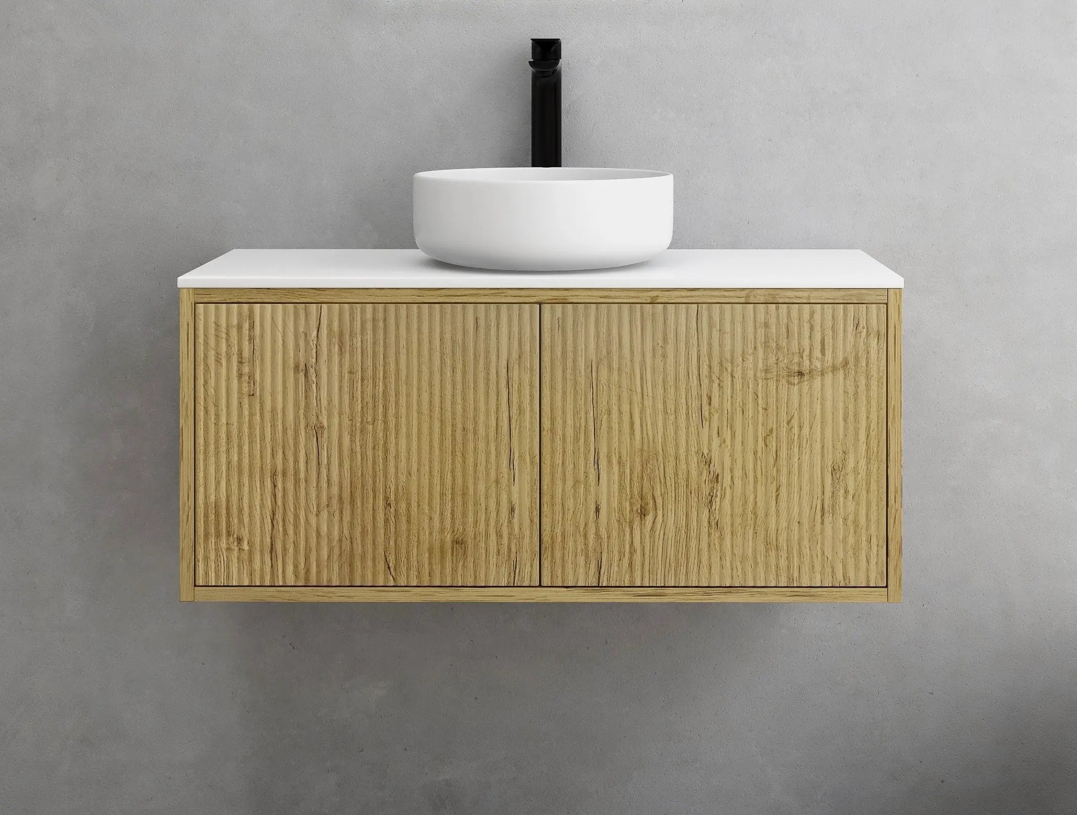Bellevue Slim PVC Wall Hung Vanity 900 (Prime Oak) Poseidon