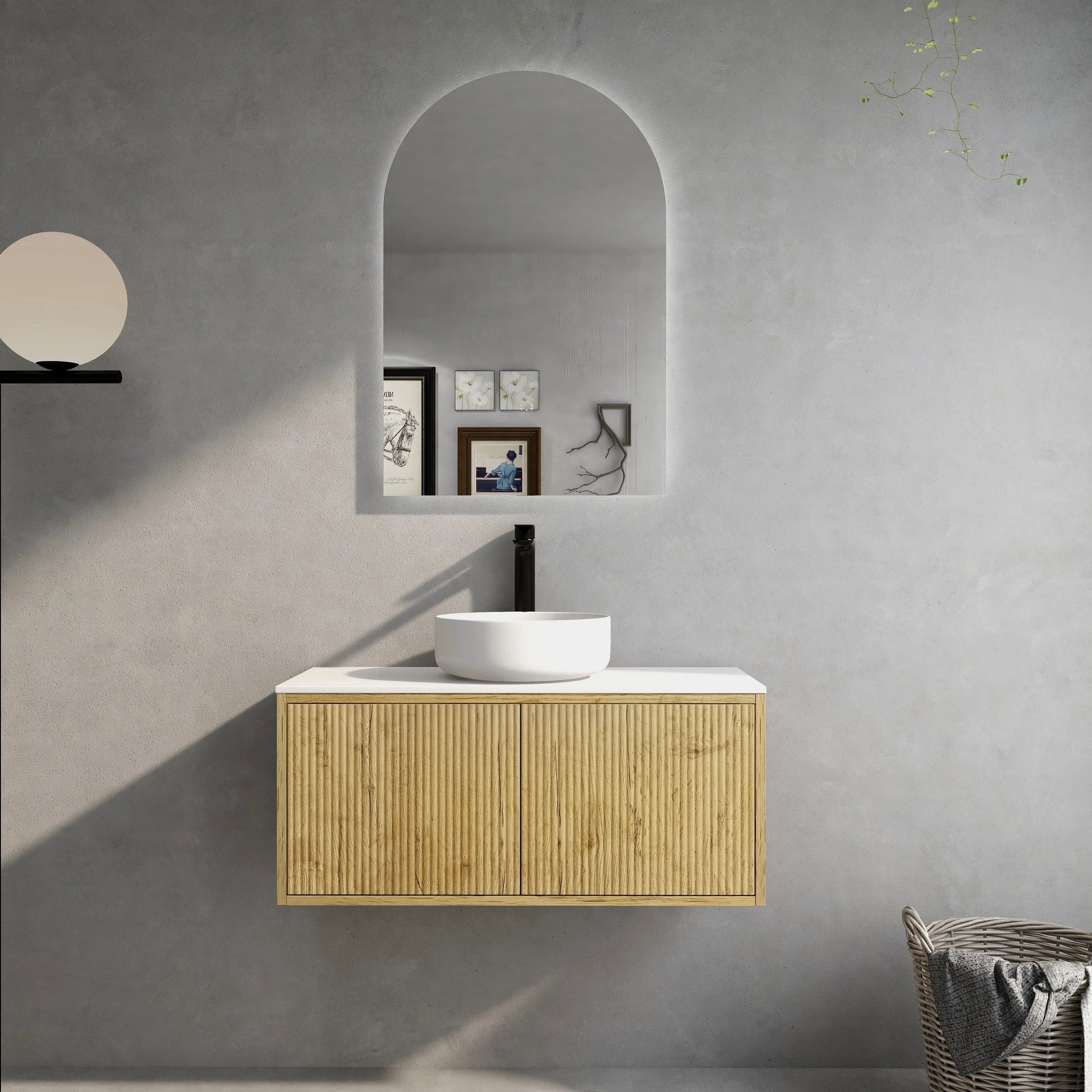 Bellevue Slim PVC Wall Hung Vanity 900 (Prime Oak) Poseidon