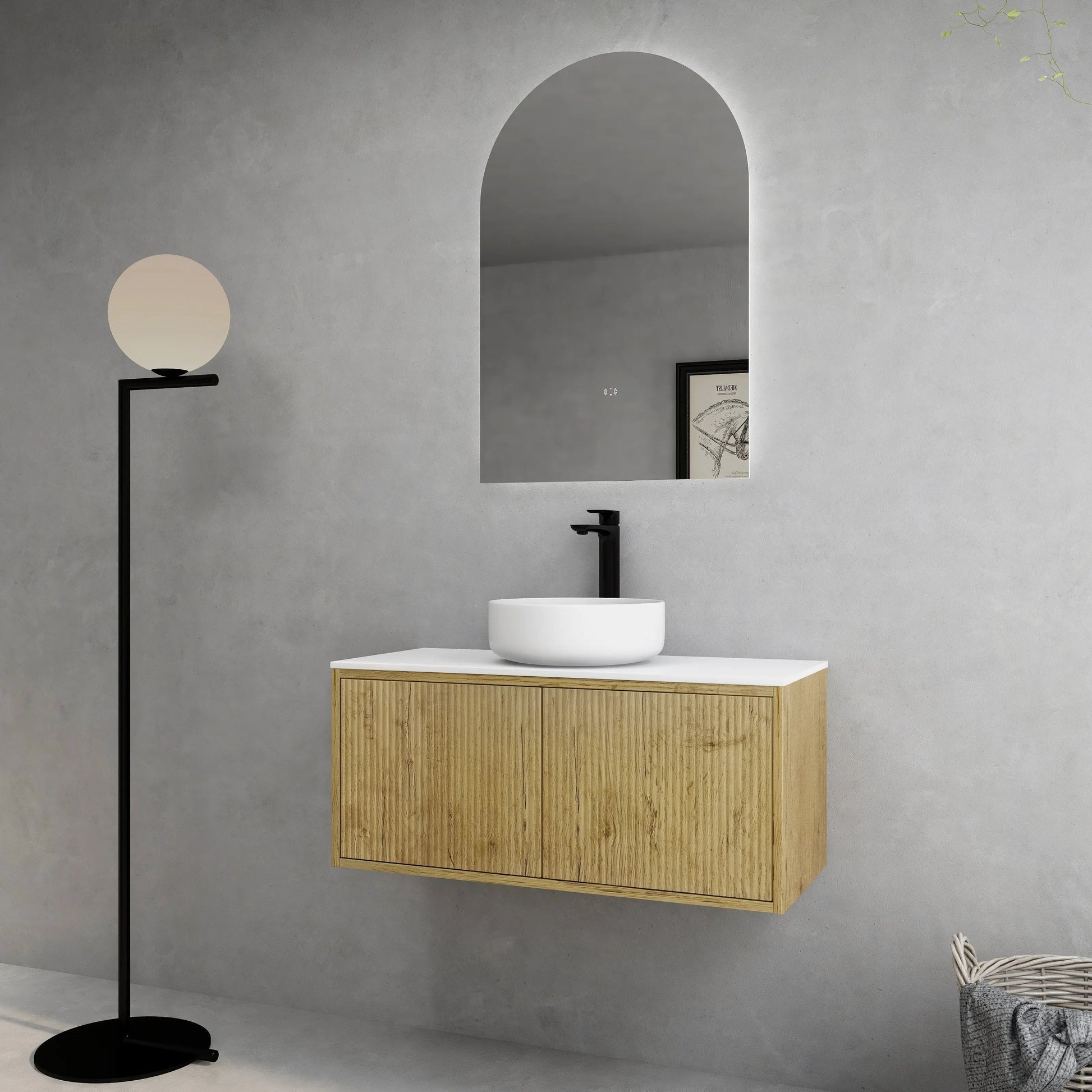 Bellevue Slim PVC Wall Hung Vanity 900 (Prime Oak) Poseidon