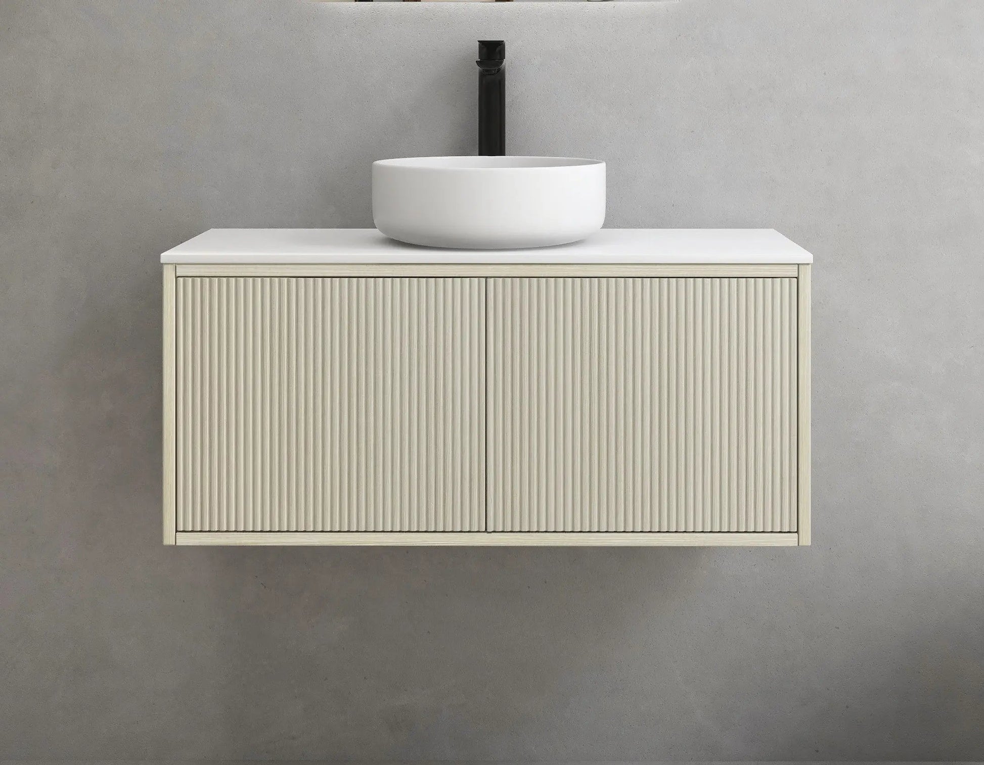 Bellevue Slim PVC Wall Hung Vanity 900 (Coastal Oak) Poseidon