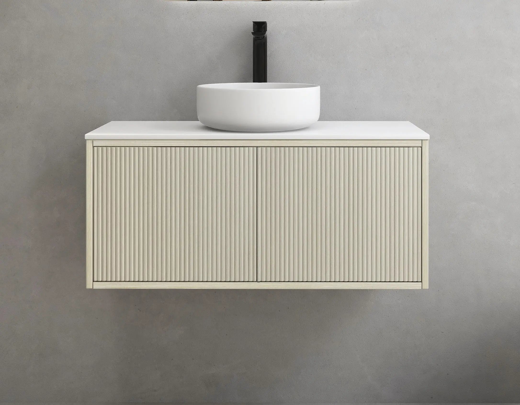 Bellevue Slim PVC Wall Hung Vanity 900 (Coastal Oak) Poseidon