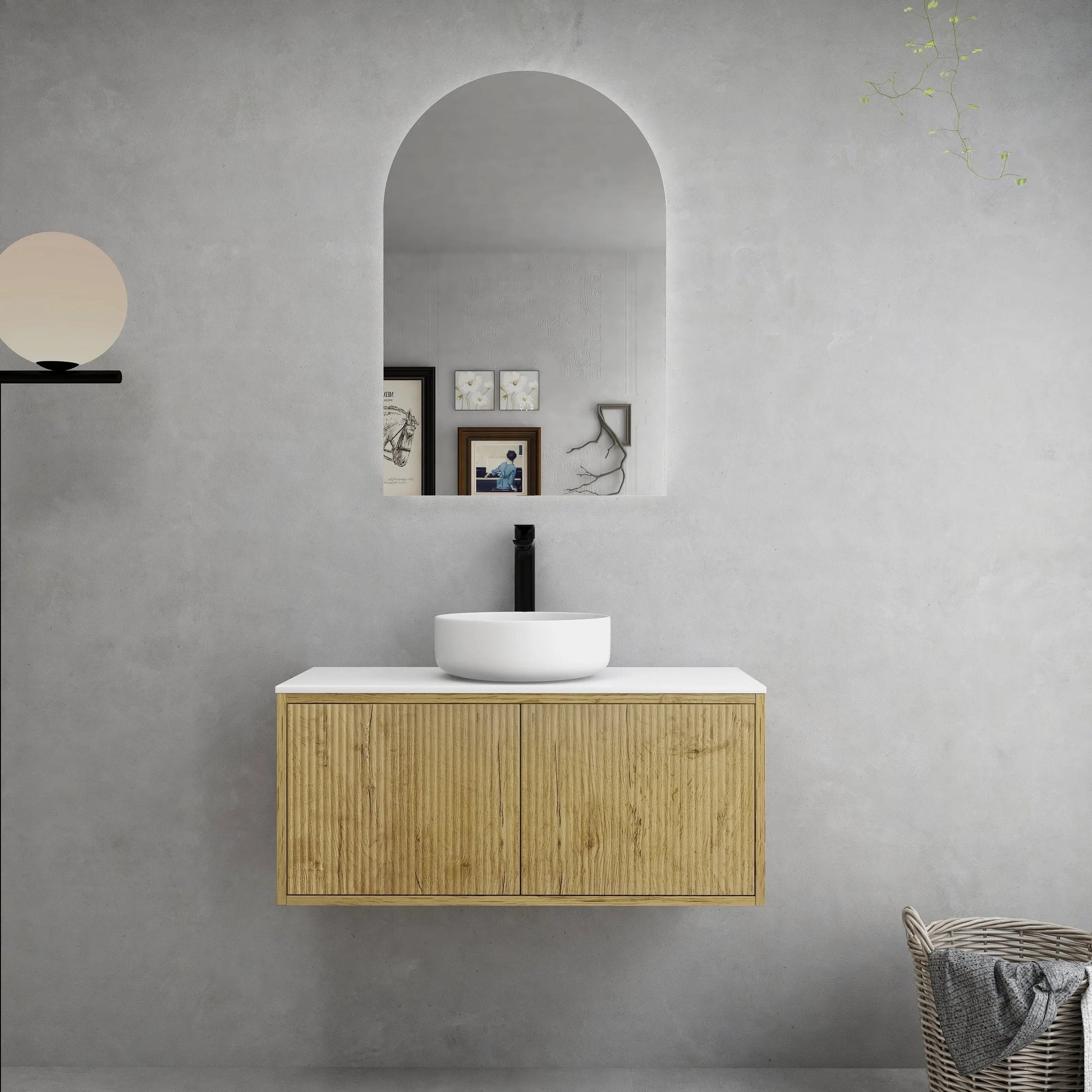 Bellevue Slim PVC Wall Hung Vanity 900 (Prime Oak) Poseidon