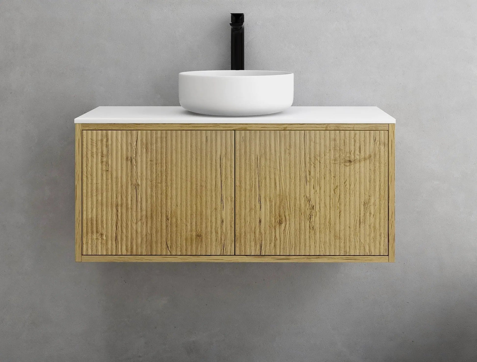 Bellevue Slim PVC Wall Hung Vanity 900 (Prime Oak) Poseidon